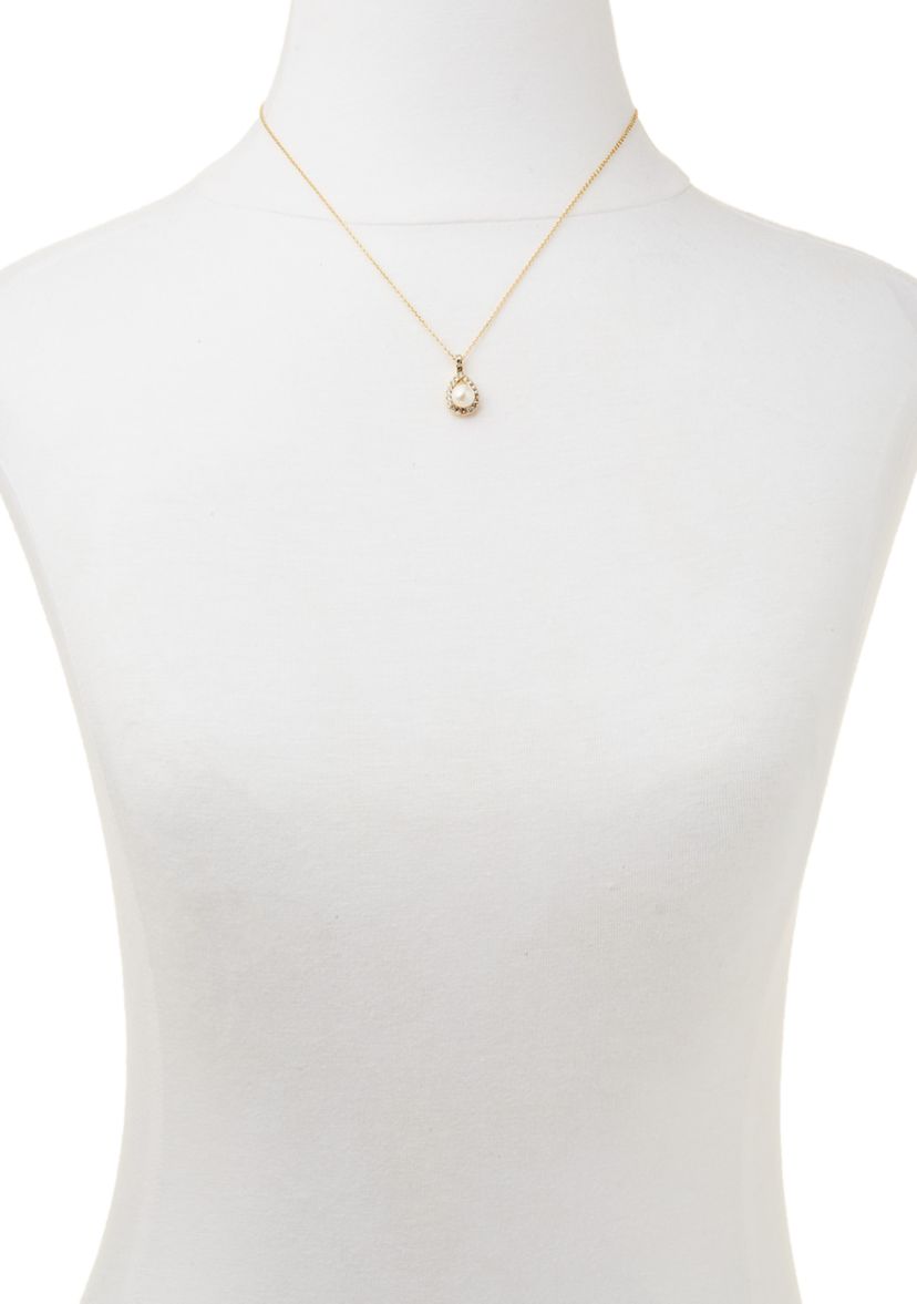 Gold Plated Pearl Pendant Necklace and Stud Set