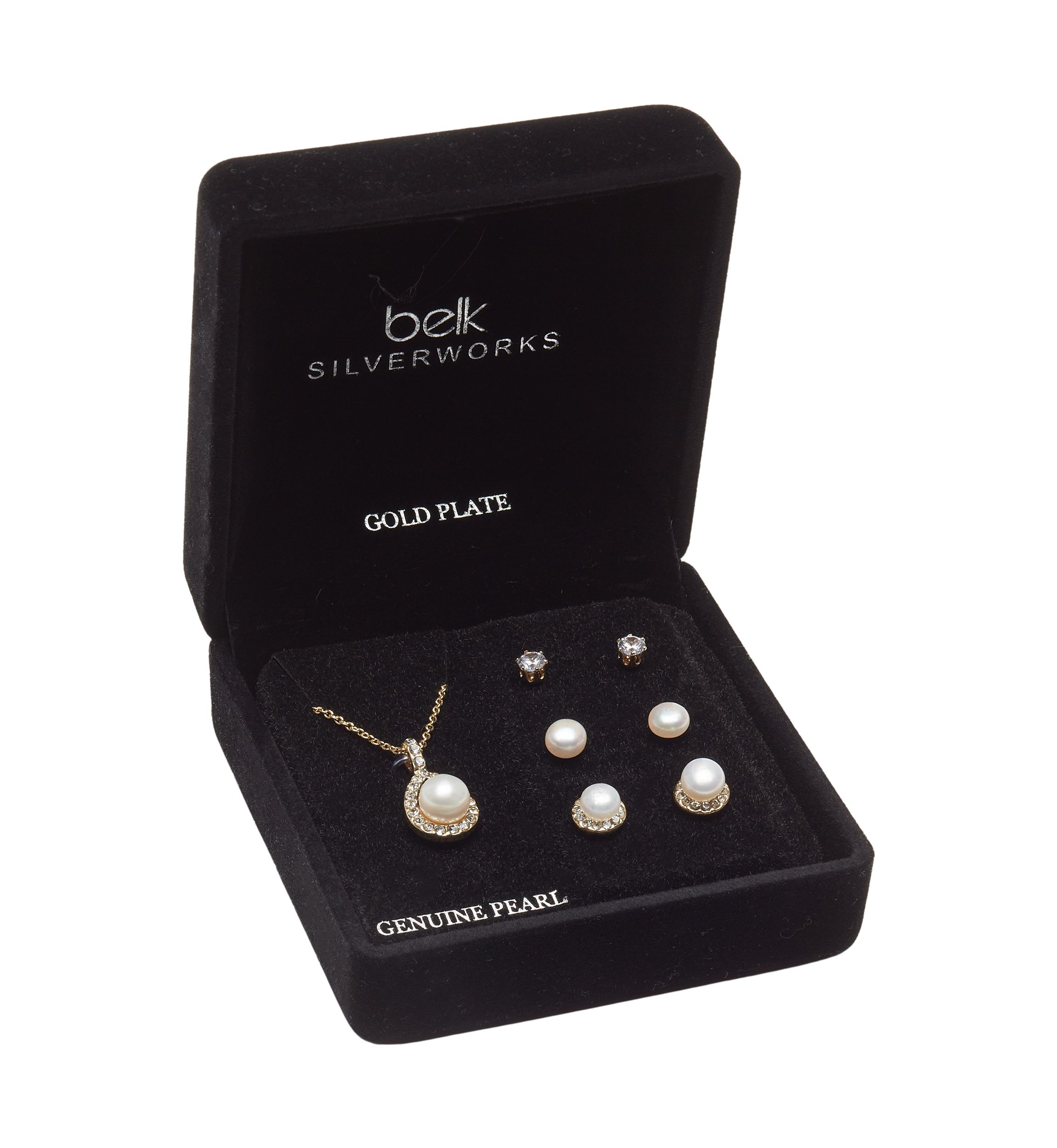 Gold Plated Pearl Pendant Necklace and Stud Set