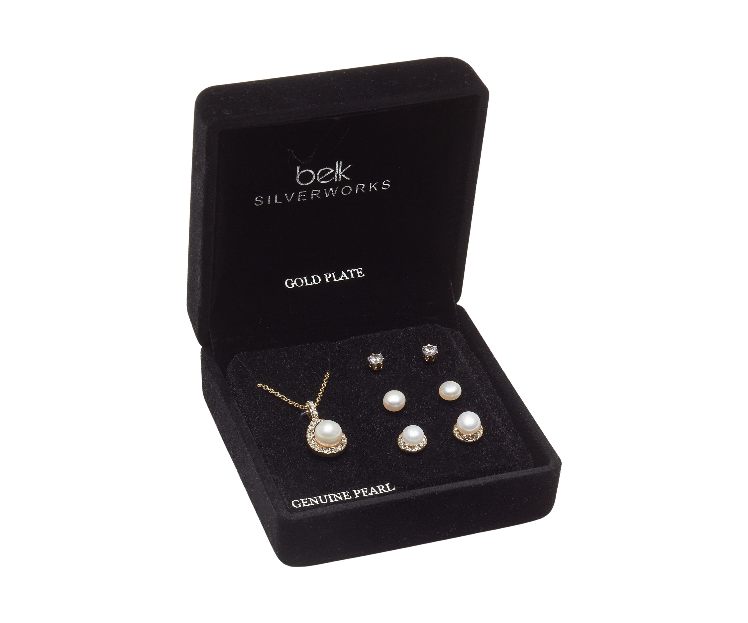 Gold Plated Pearl Pendant Necklace and Stud Set