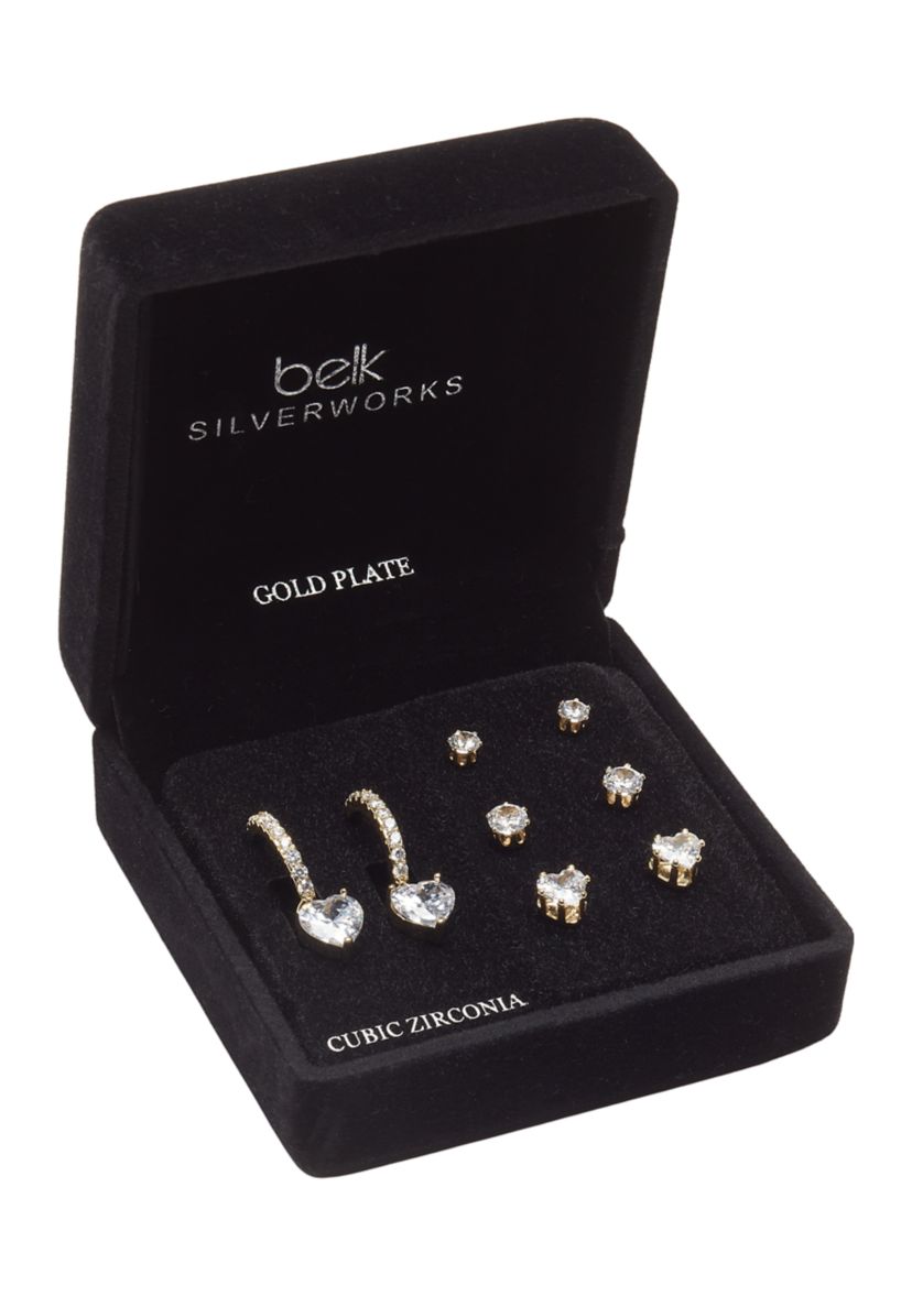 Gold Plated Hoop and Stud Earring Set