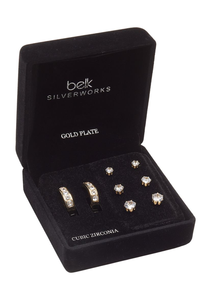 Gold Plated Drop Earring and Stud Set