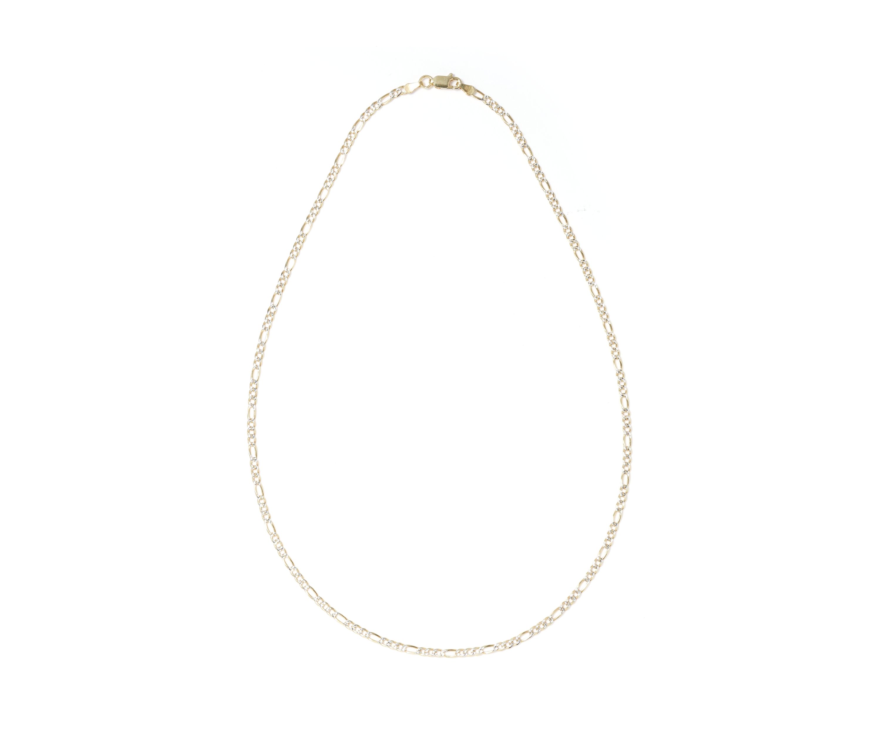 Two Tone Sterling Silver Figaro Chain Necklace