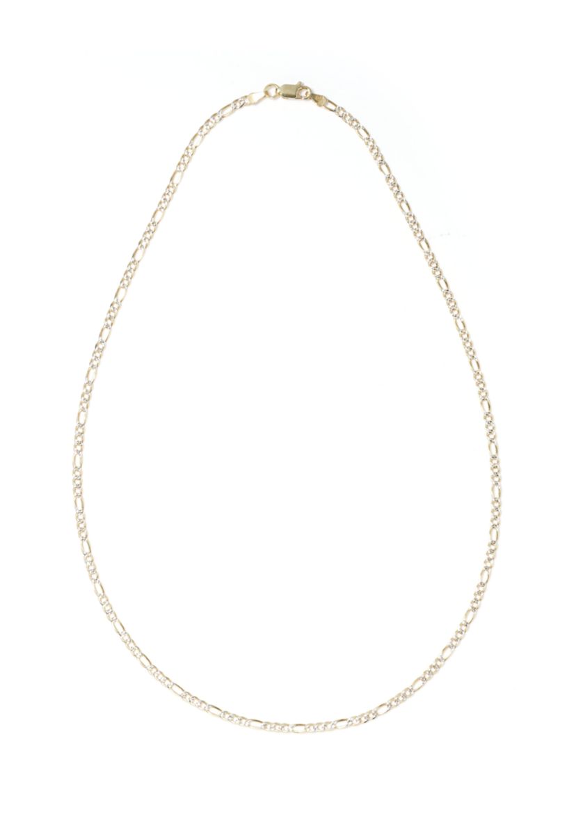 Two Tone Sterling Silver Figaro Chain Necklace