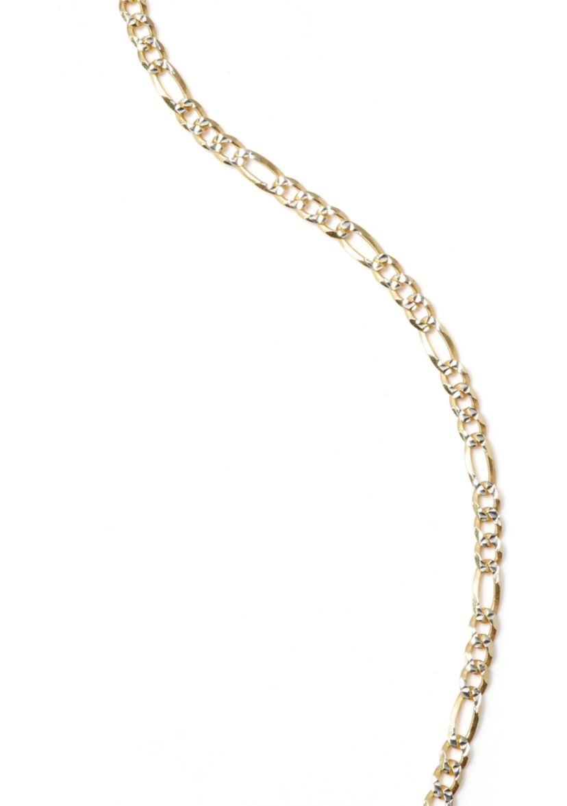 Two Tone Sterling Silver Figaro Chain Necklace