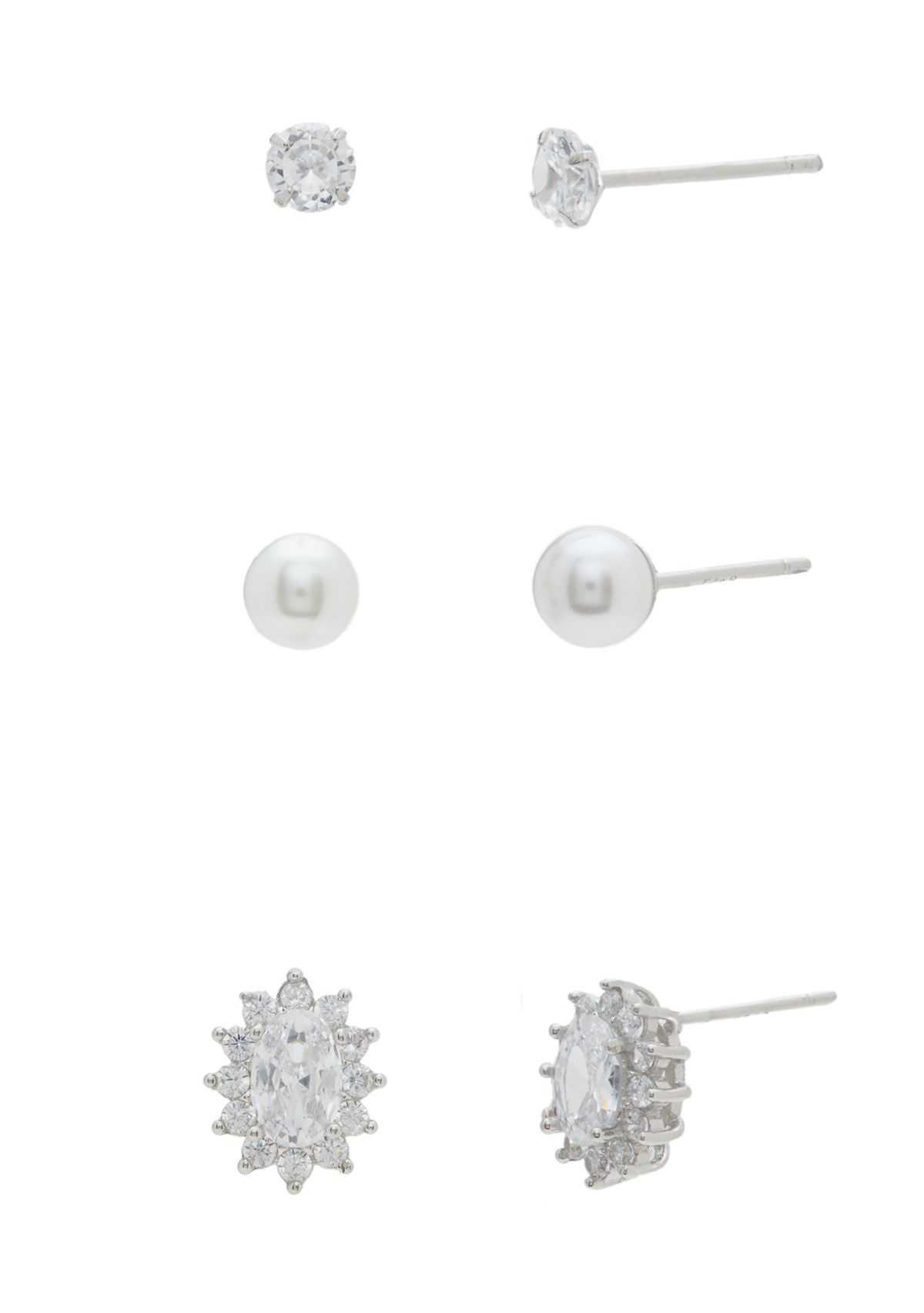 Sterling Silver Starburst Stud Earring Set