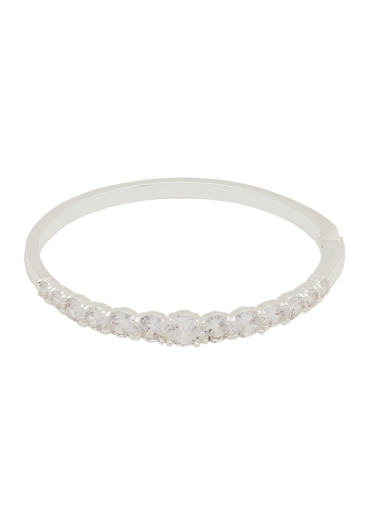 Silver Plated Cubic Zirconia Graduated Bangle Bracelet