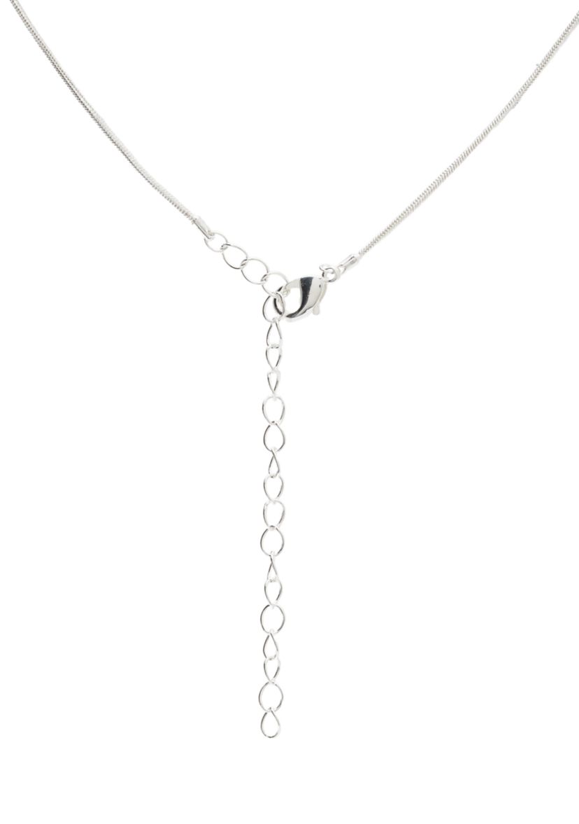 Silver Plated Half Cubic Zirconia Heart Necklace and Earring Set