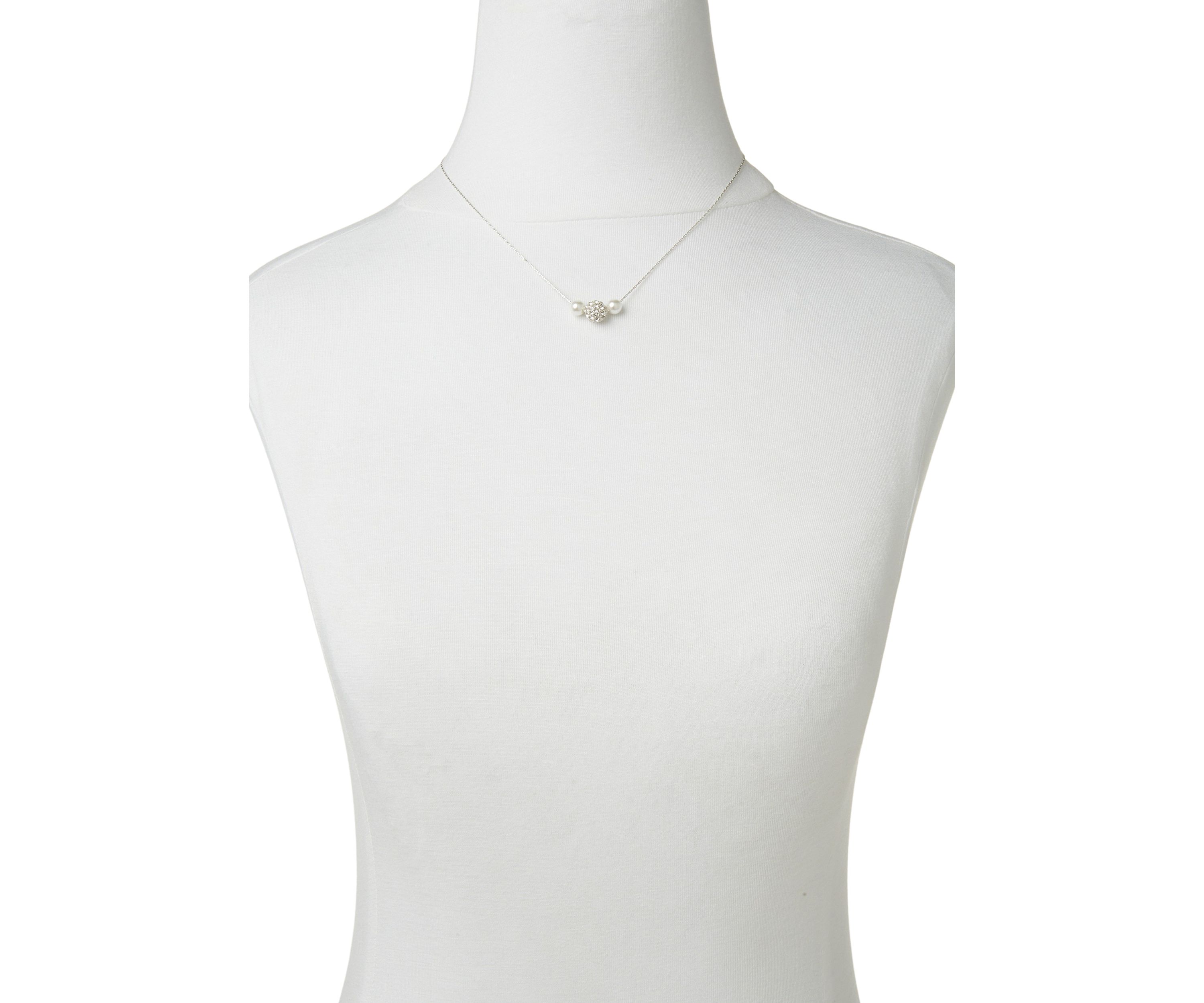 Cubic Zirconia Pearl Silver Necklace and Earrings Set