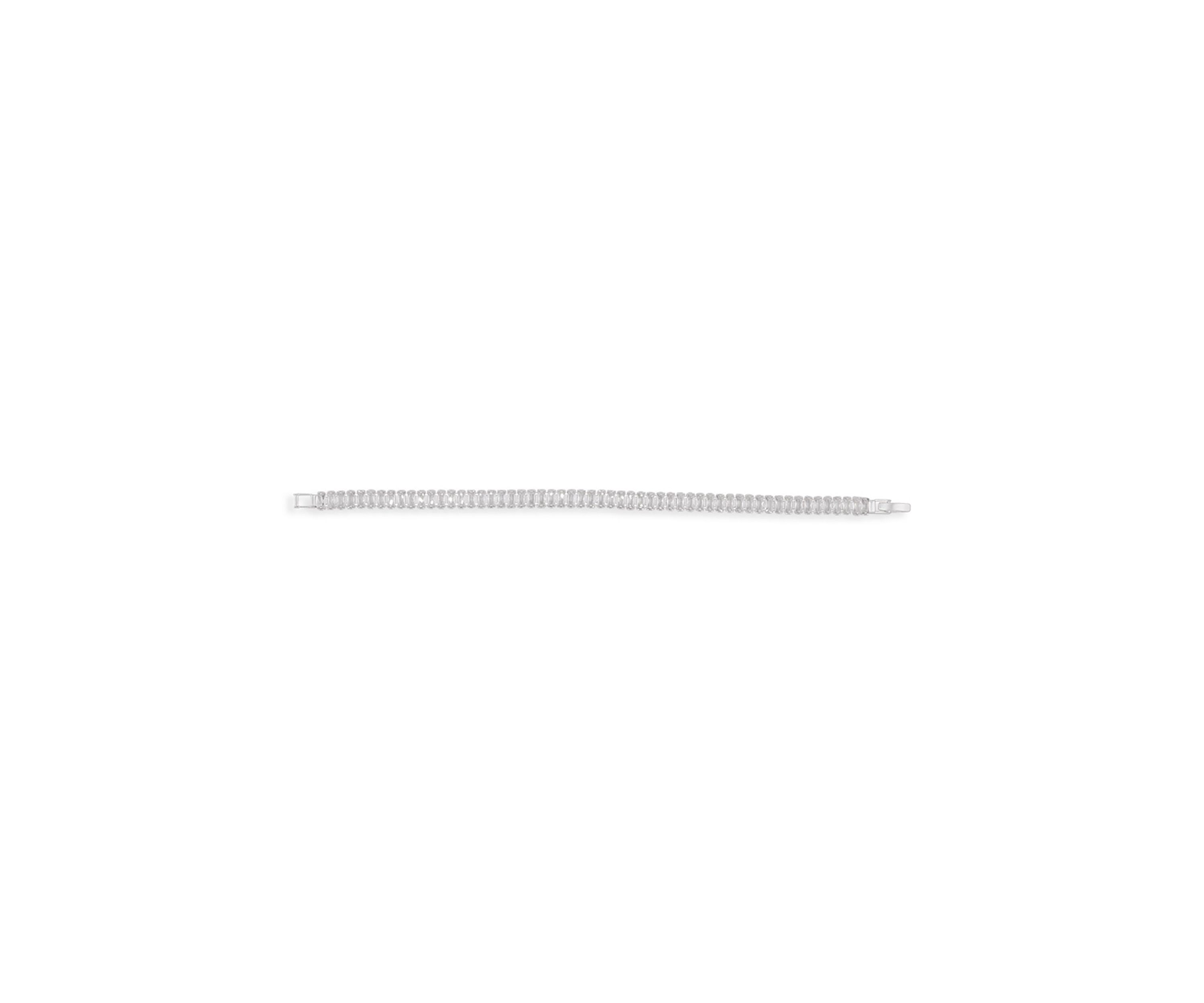 Silver Plated Baguette Cubic Zirconia Tennis Bracelet