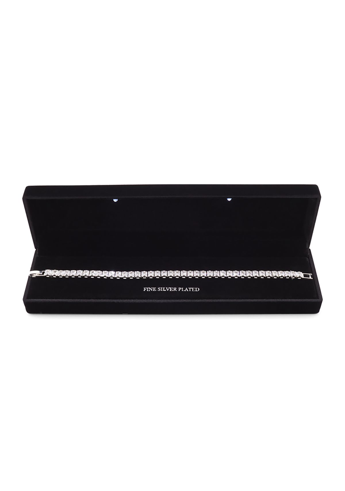 Silver Plated Square Cubic Zirconia Tennis Bracelet
