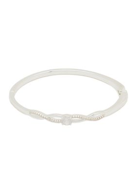 Belk Silverworks Silver Plated Cubic Zirconia Twist Bangle Bracelet, 7.5 in -  0016812778105