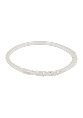 Belk Silverworks Silver Plated Figure Eight Oval CZ Bangle Bracelet, 7.5 in -  0016812778129