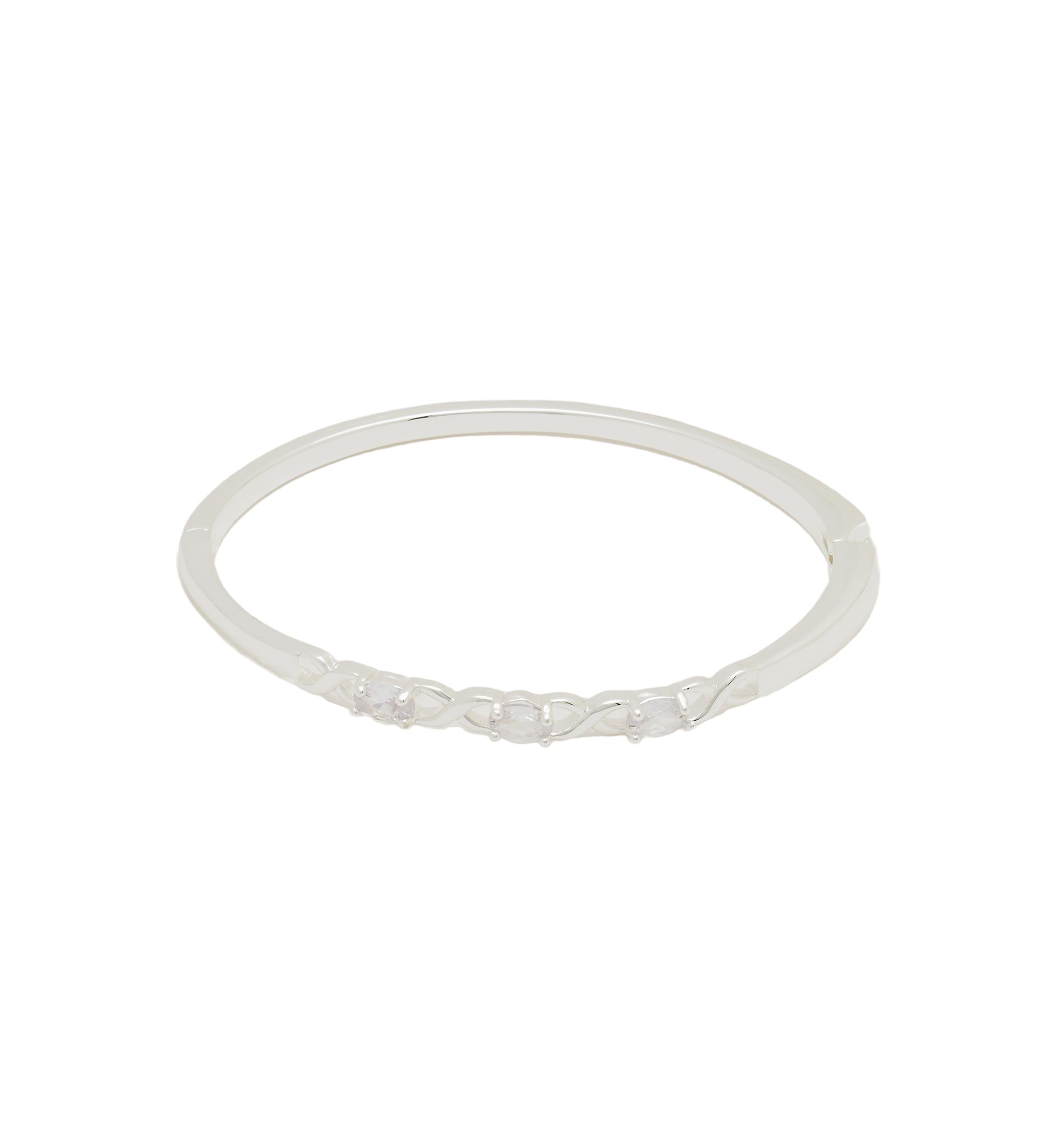 Silver Plated Figure Eight Oval CZ Bangle Bracelet