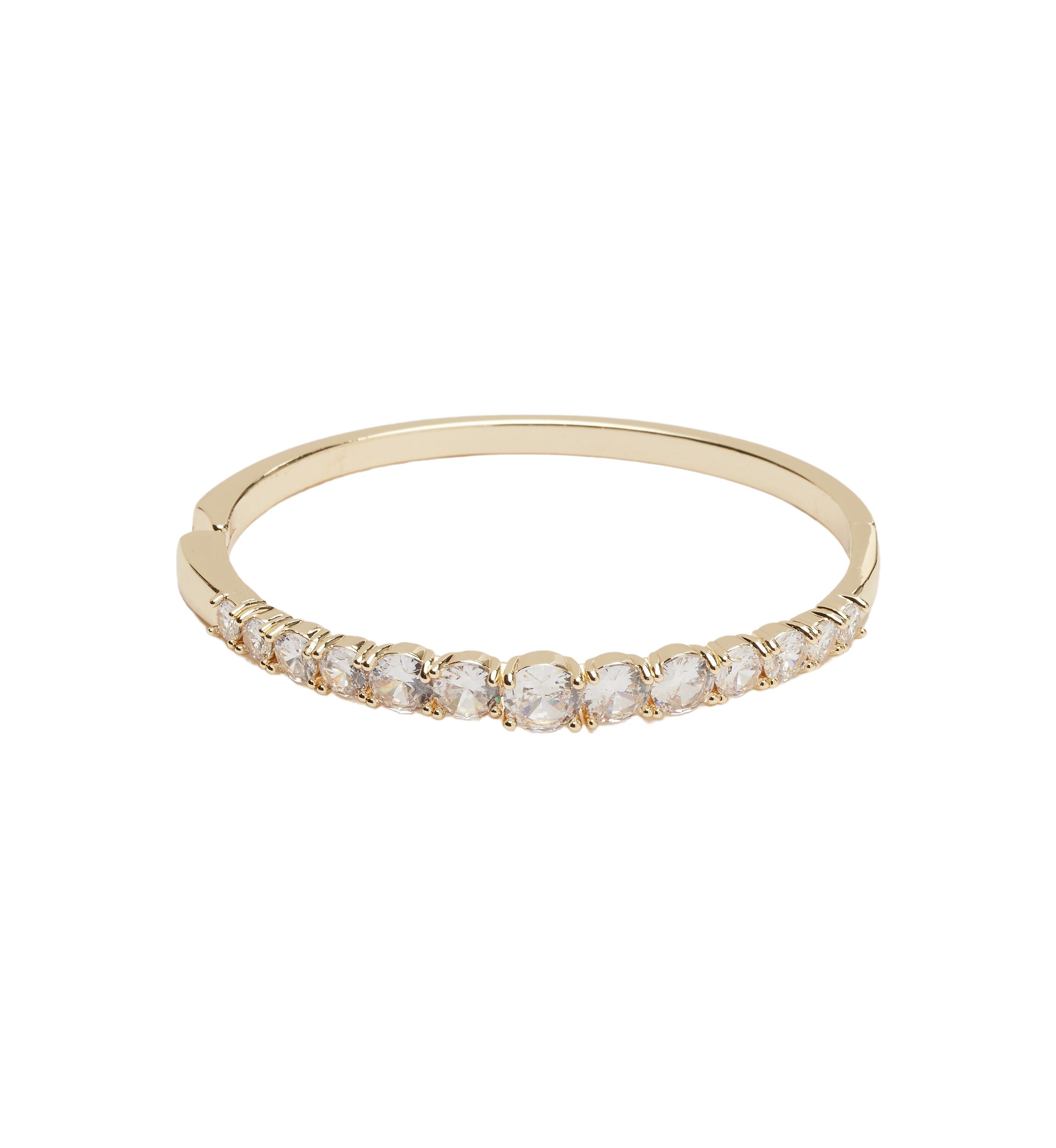 Gold Plated Cubic Zirconia Graduated Bangle Bracelet