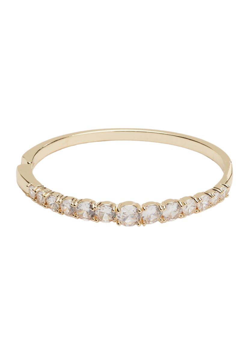Gold Plated Cubic Zirconia Graduated Bangle Bracelet