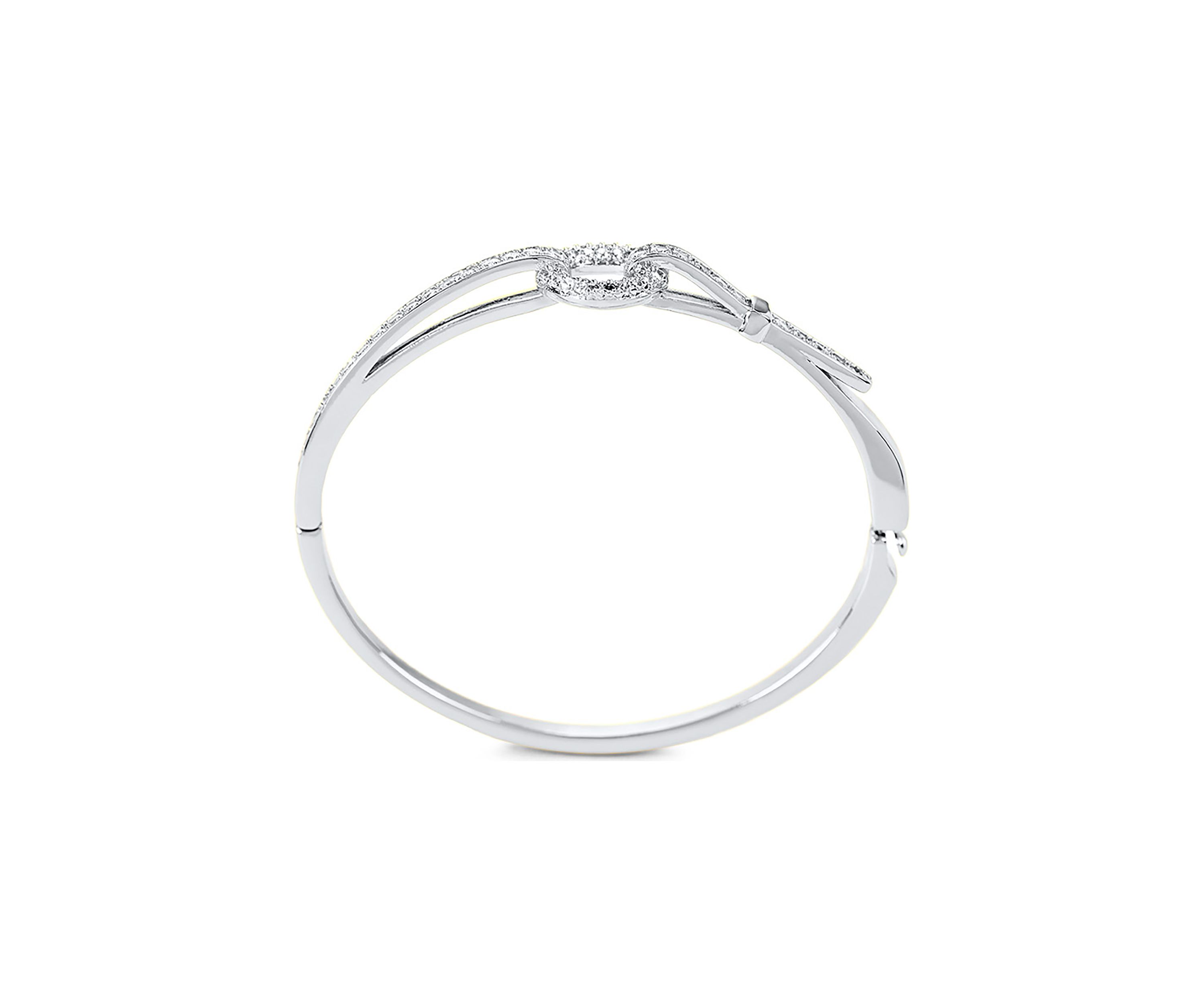 Silver Plated CZ Belt Hinged Bangle Bracelet