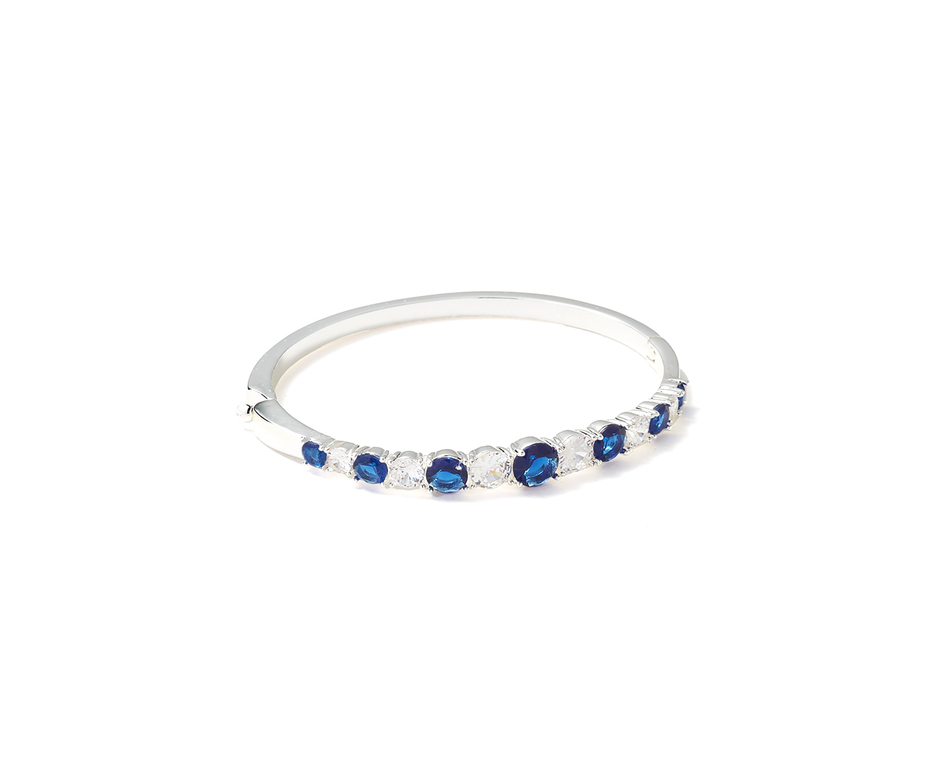Silver Plated Stone Bangle Bracelet