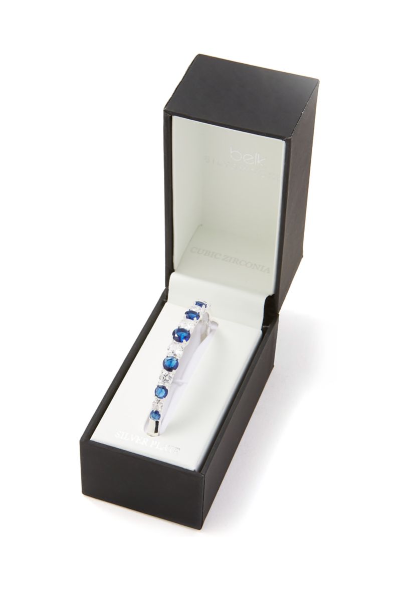 Silver Plated Stone Bangle Bracelet