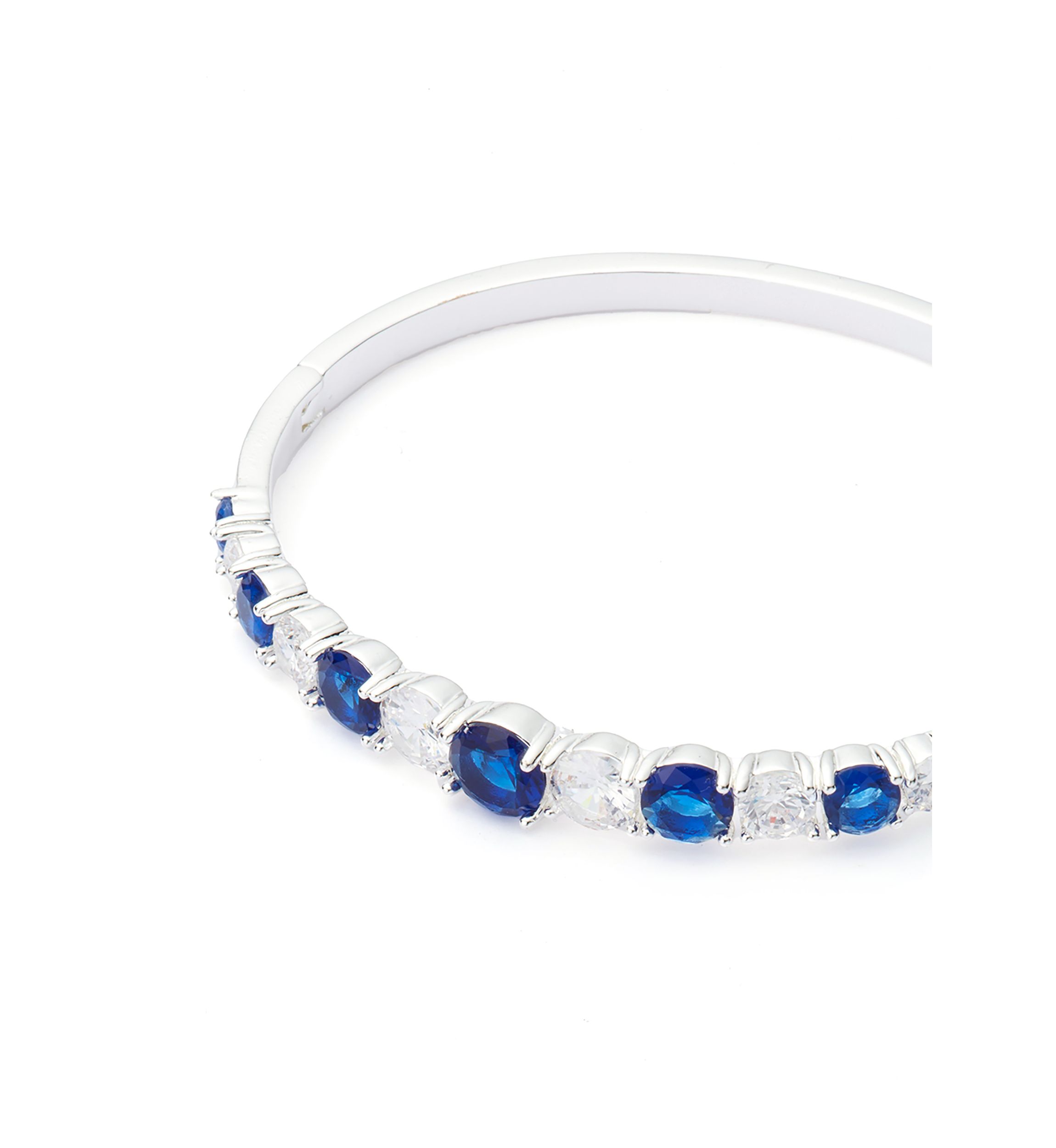 Silver Plated Stone Bangle Bracelet