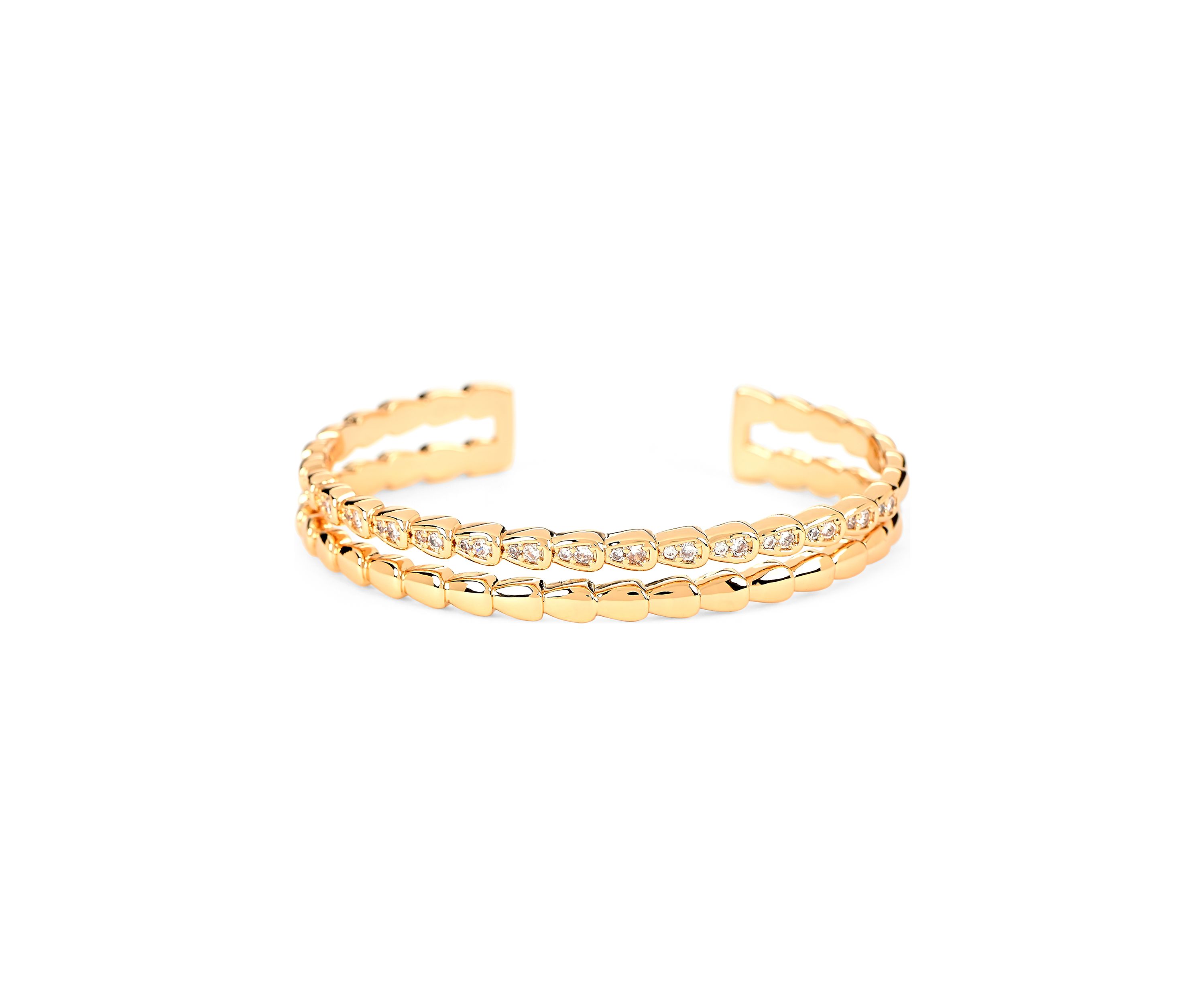 Lab Grown Double Row Cubic Zirconia Bangle Bracelet