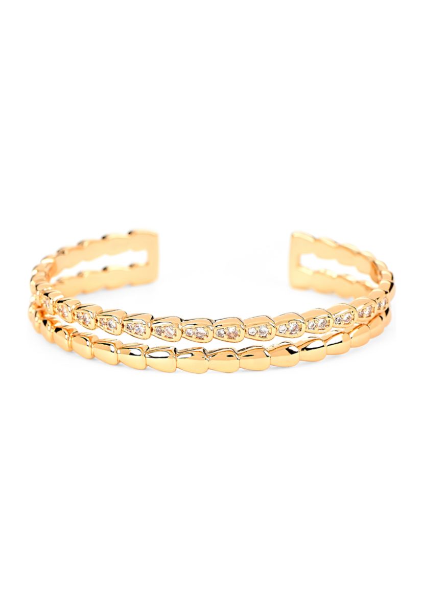 Lab Grown Double Row Cubic Zirconia Bangle Bracelet