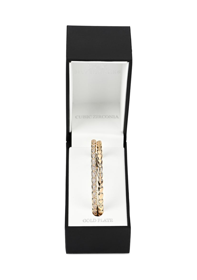 Lab Grown Double Row Cubic Zirconia Bangle Bracelet