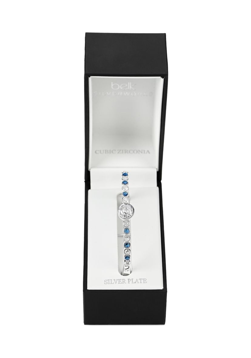 Lab Grown Blue CZ Bangle Braclet
