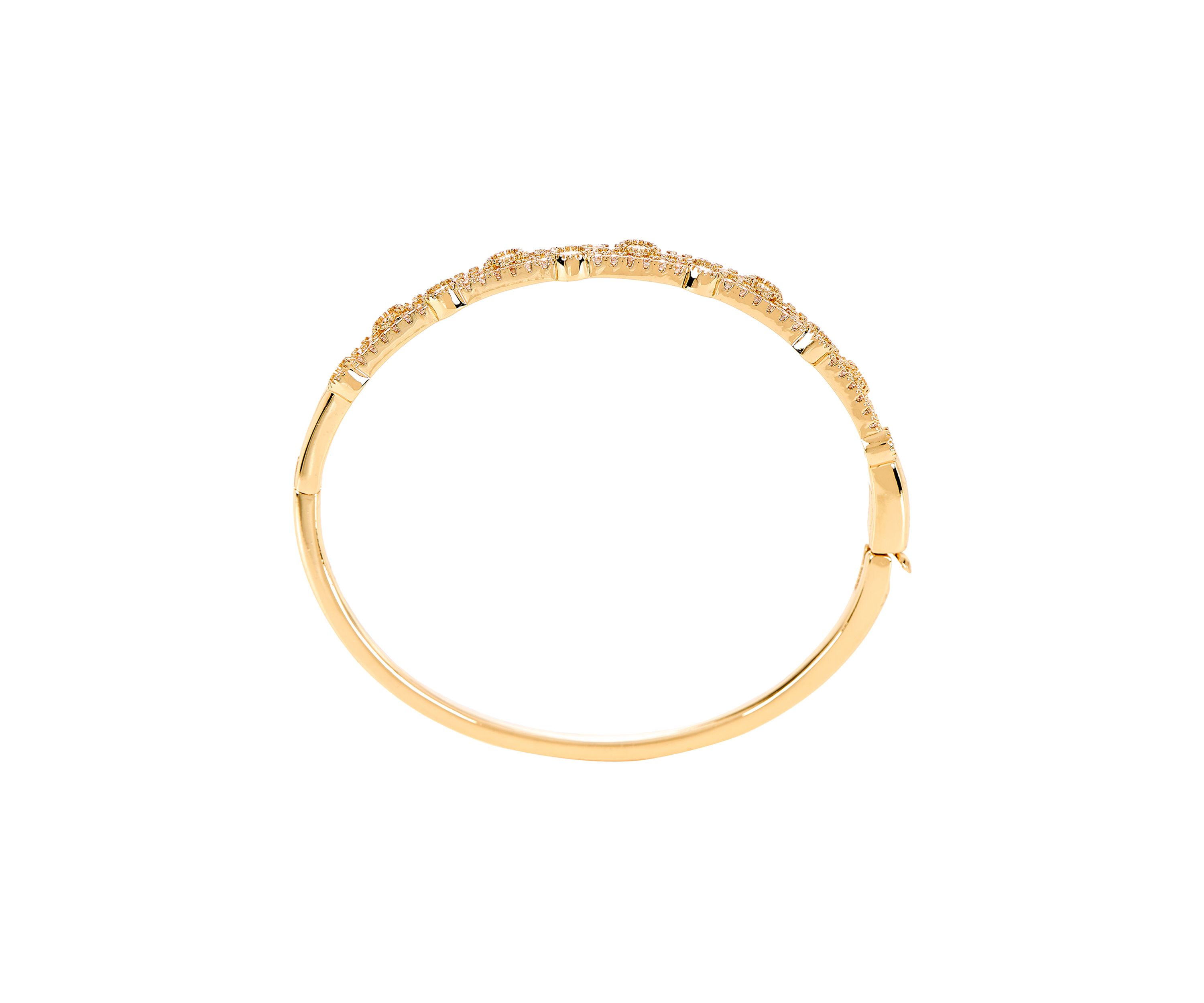 Lab Grown Gold Plated Layered Bangle Bracelet 