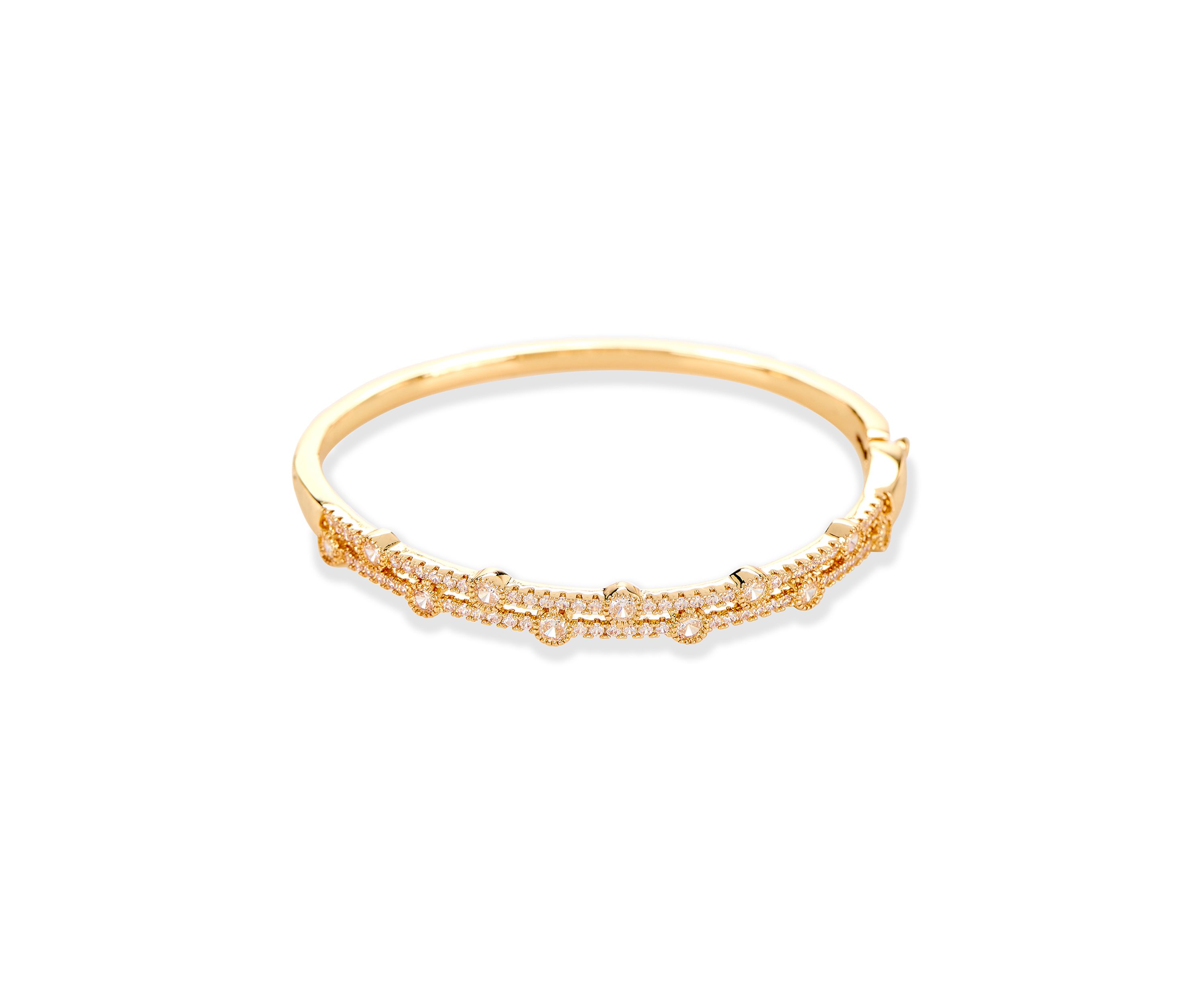 Lab Grown Gold Plated Layered Bangle Bracelet 