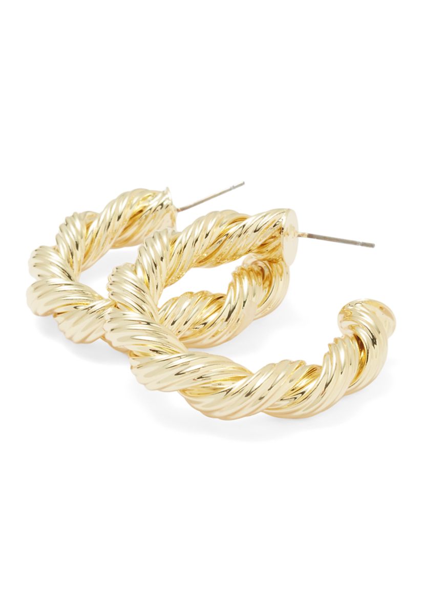 Fine Gold Fine Twist Chunky Hoop Earrings