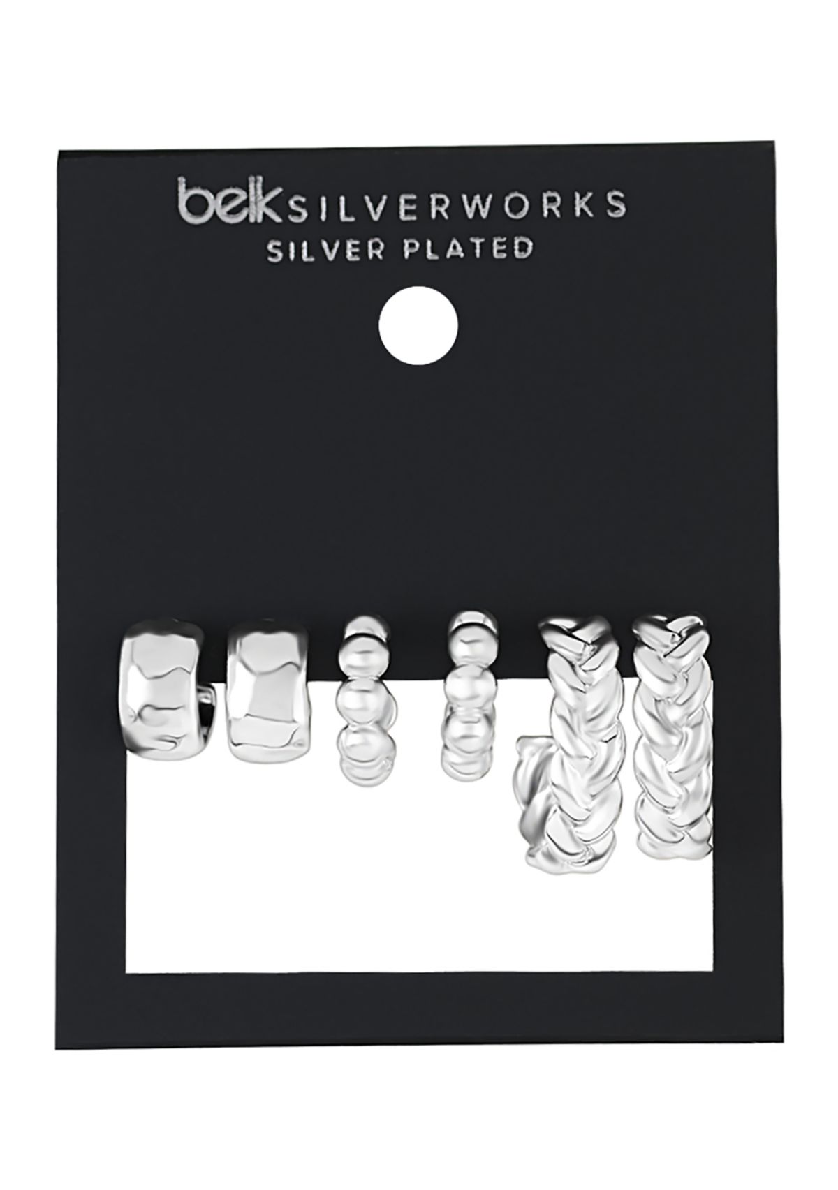 Silver Plated 3 Piece Hoop Earring Set