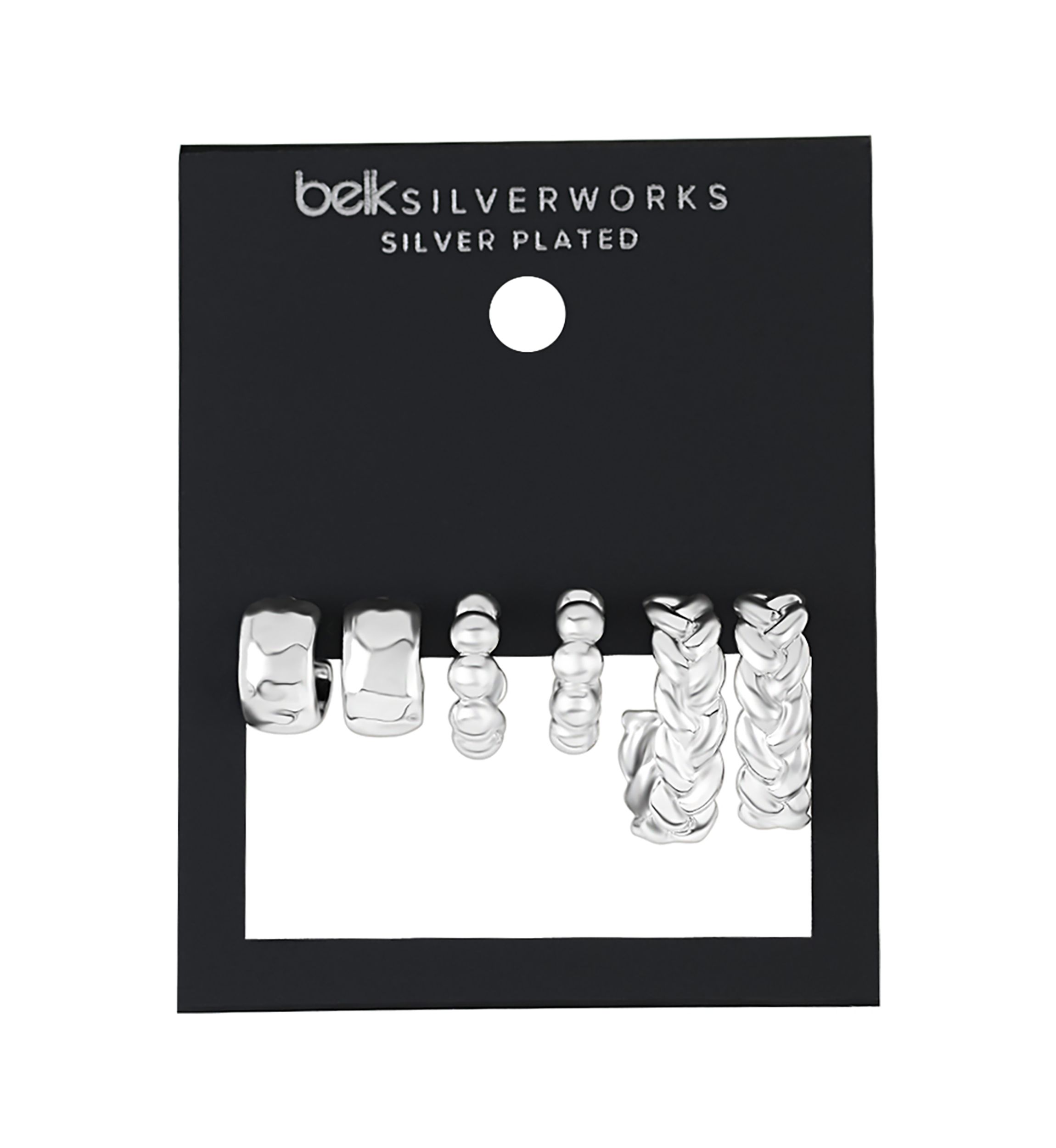 Silver Plated 3 Piece Hoop Earring Set