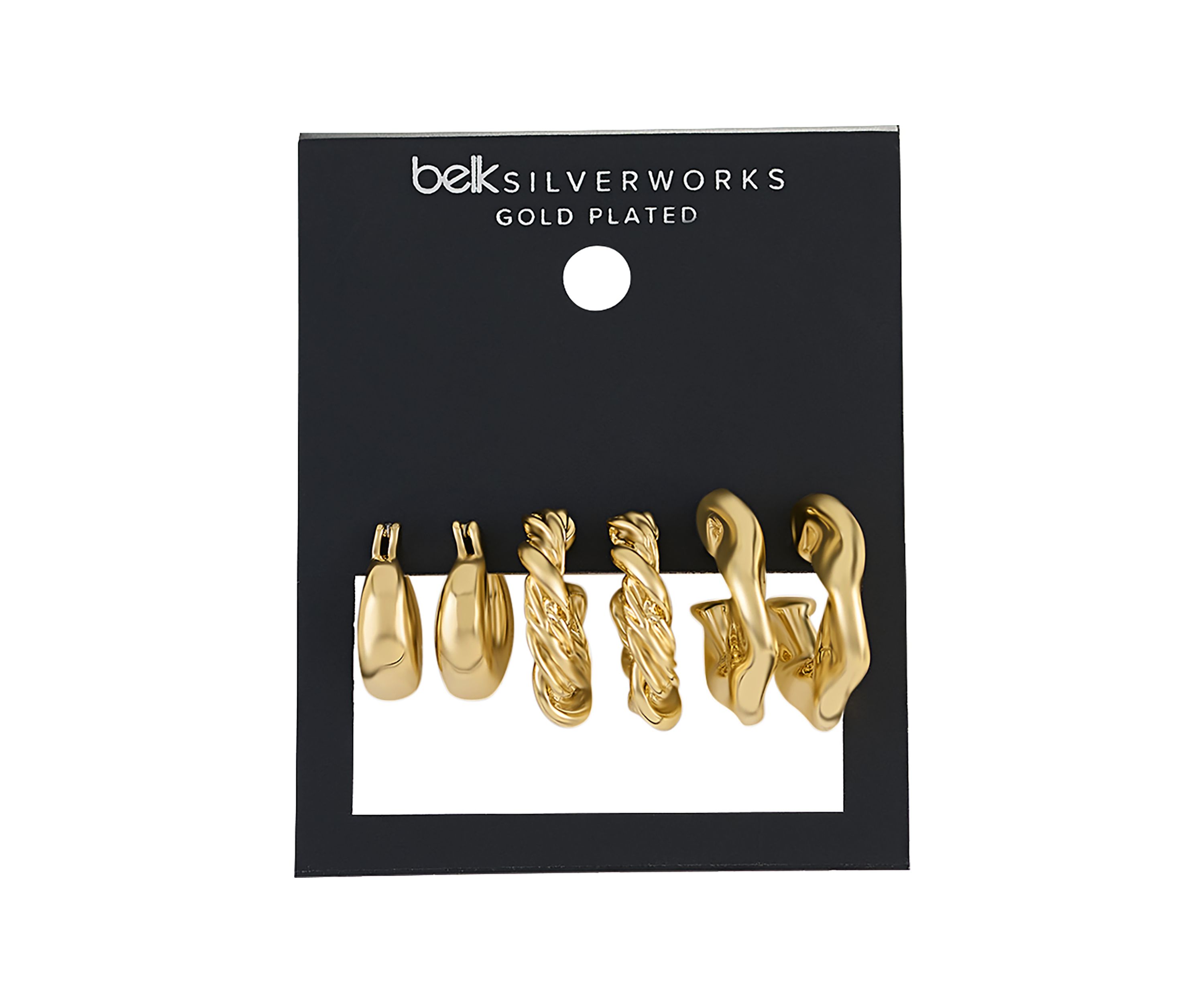 Gold Plated 3 Piece Hoop Earring Set