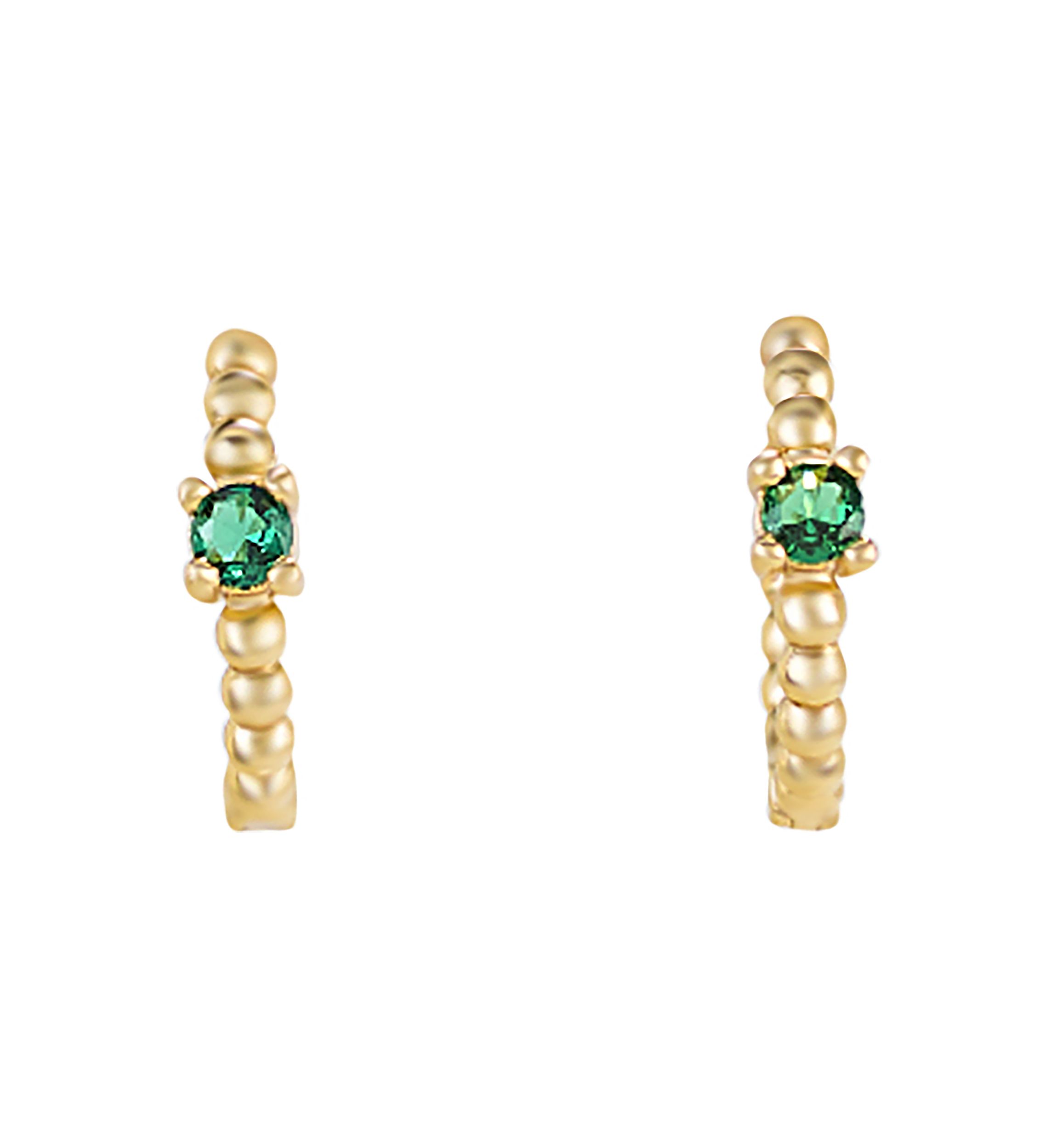 Gold Plated Emerald 3 Piece Hoop Earring Set