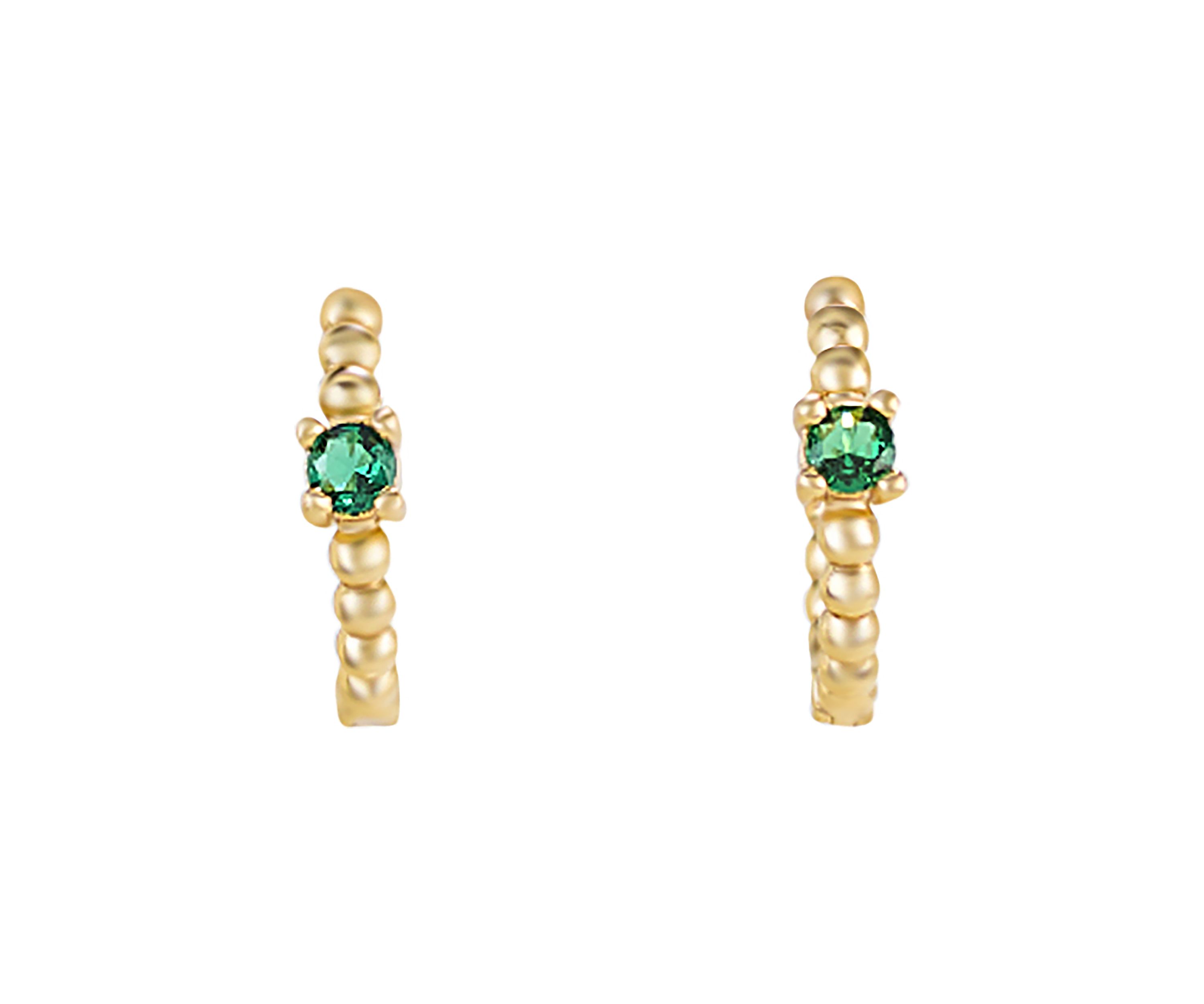 Gold Plated Emerald 3 Piece Hoop Earring Set