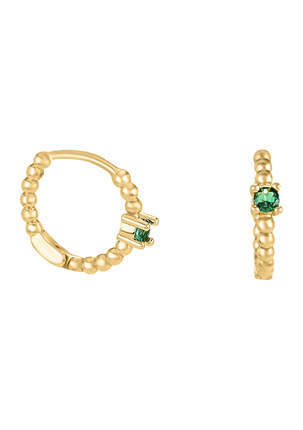 Gold Plated Emerald 3 Piece Hoop Earring Set