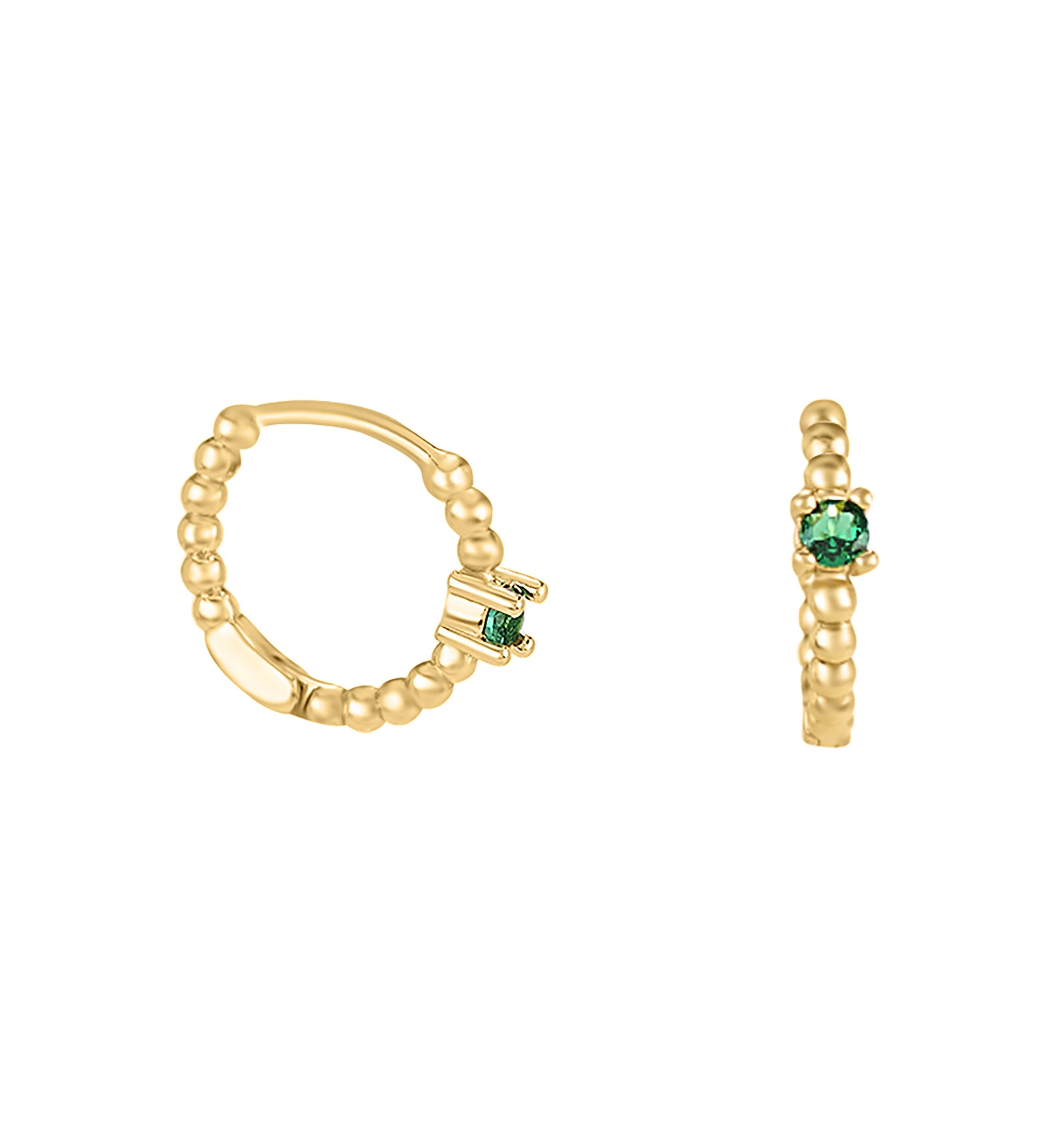 Gold Plated Emerald 3 Piece Hoop Earring Set