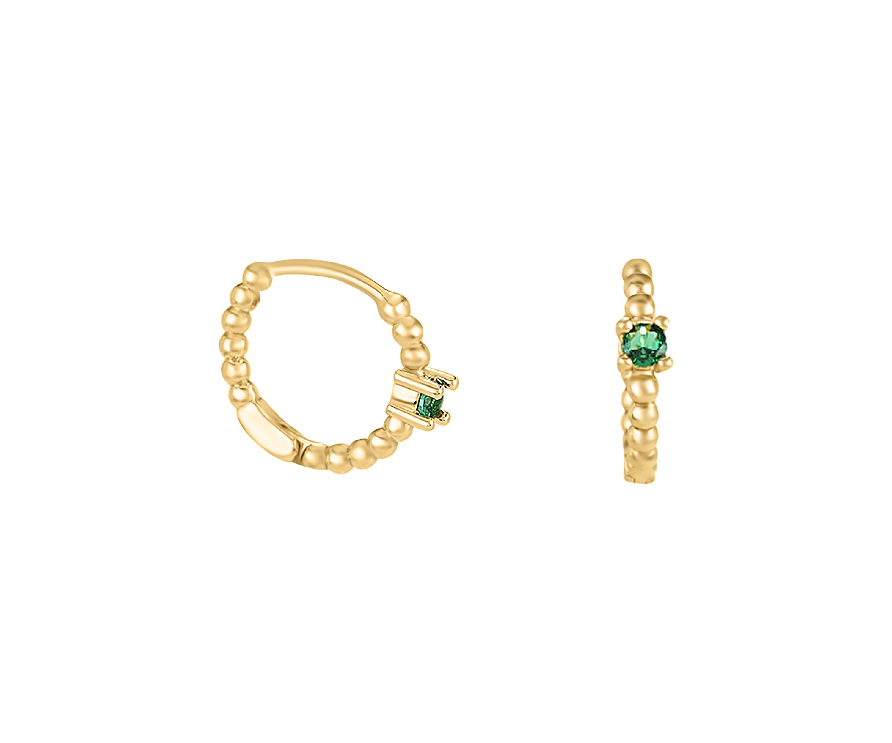 Gold Plated Emerald 3 Piece Hoop Earring Set