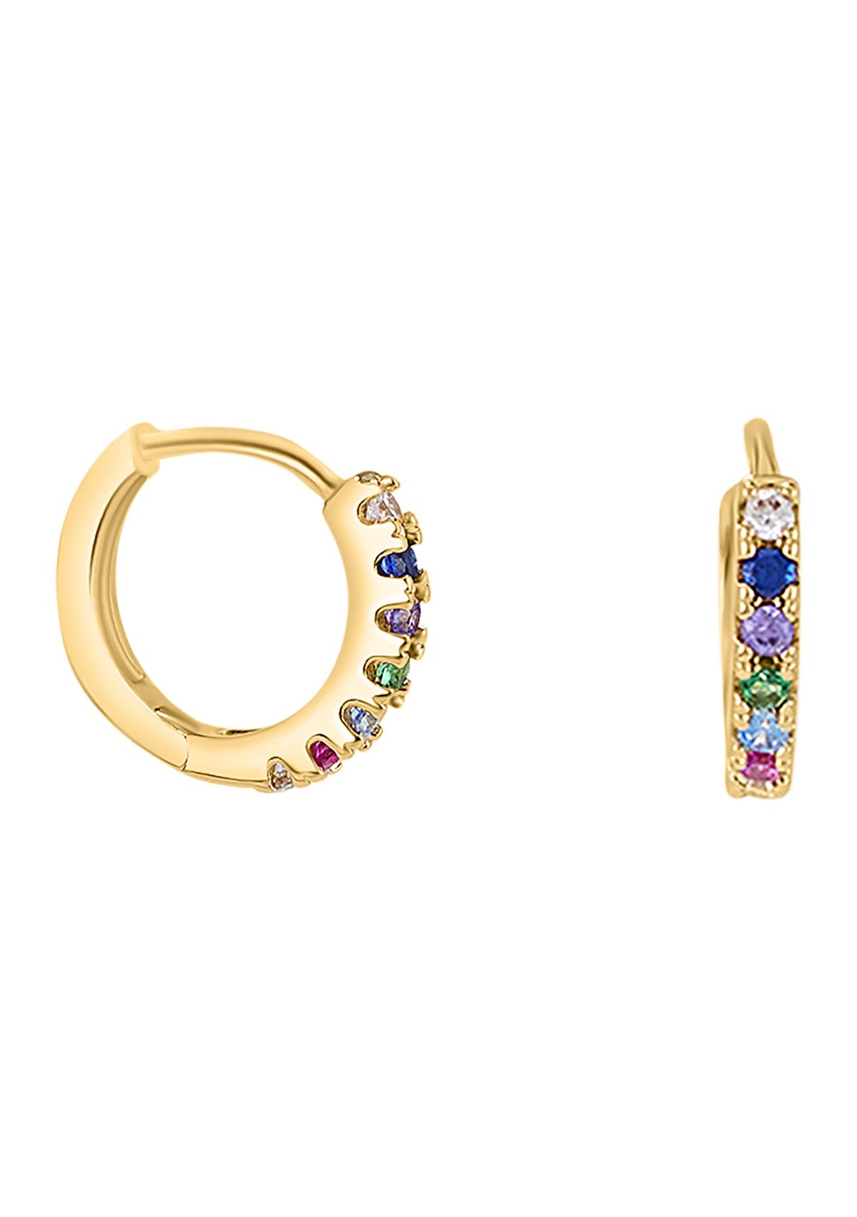 Gold Plated Emerald 3 Piece Hoop Earring Set