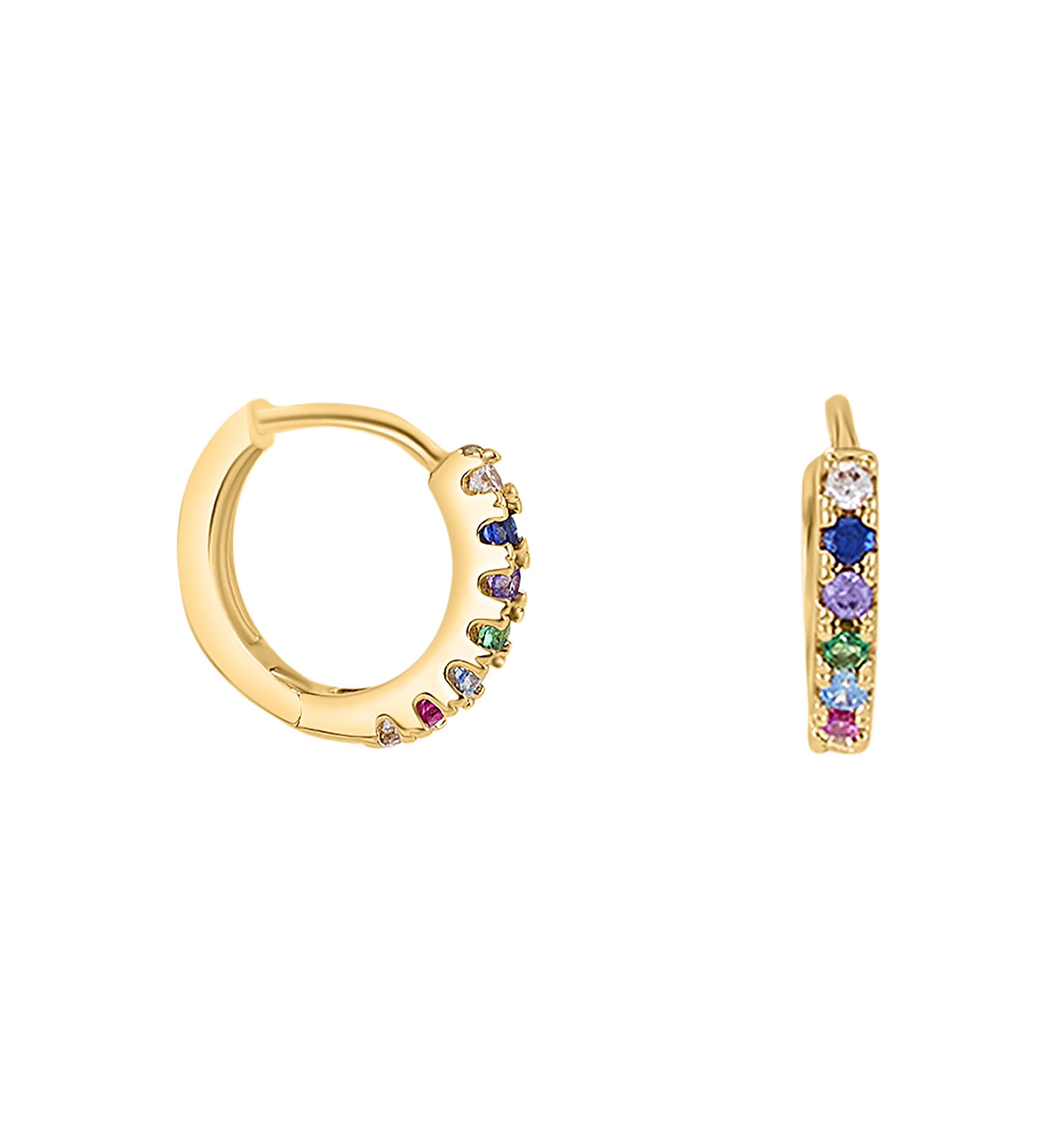 Gold Plated Emerald 3 Piece Hoop Earring Set