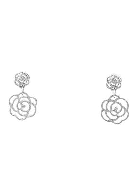 Belk Sterling Silver Sterling Silver Flower Drop Earrings