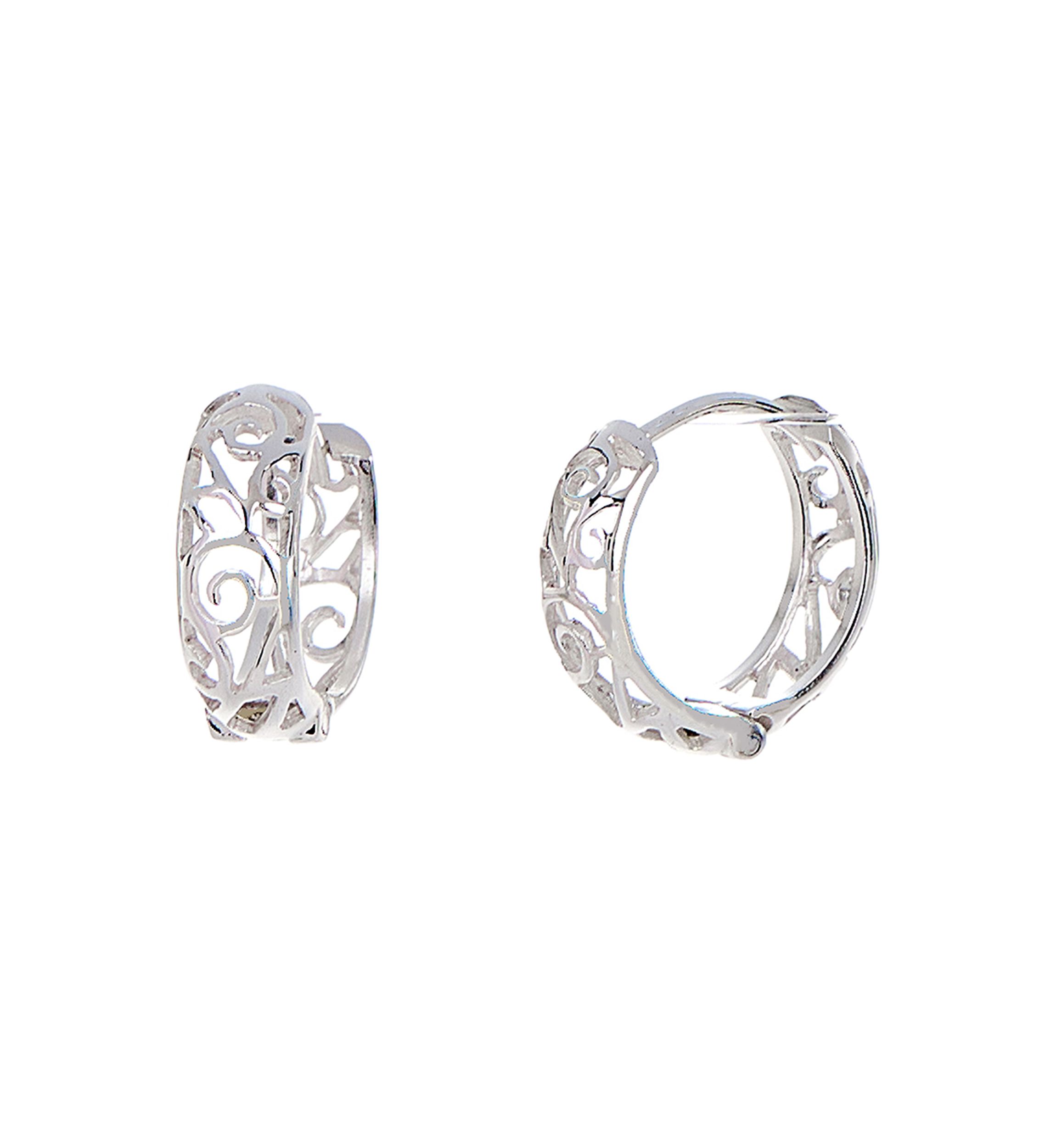 Sterling Silver Filigree Hoop Earrings