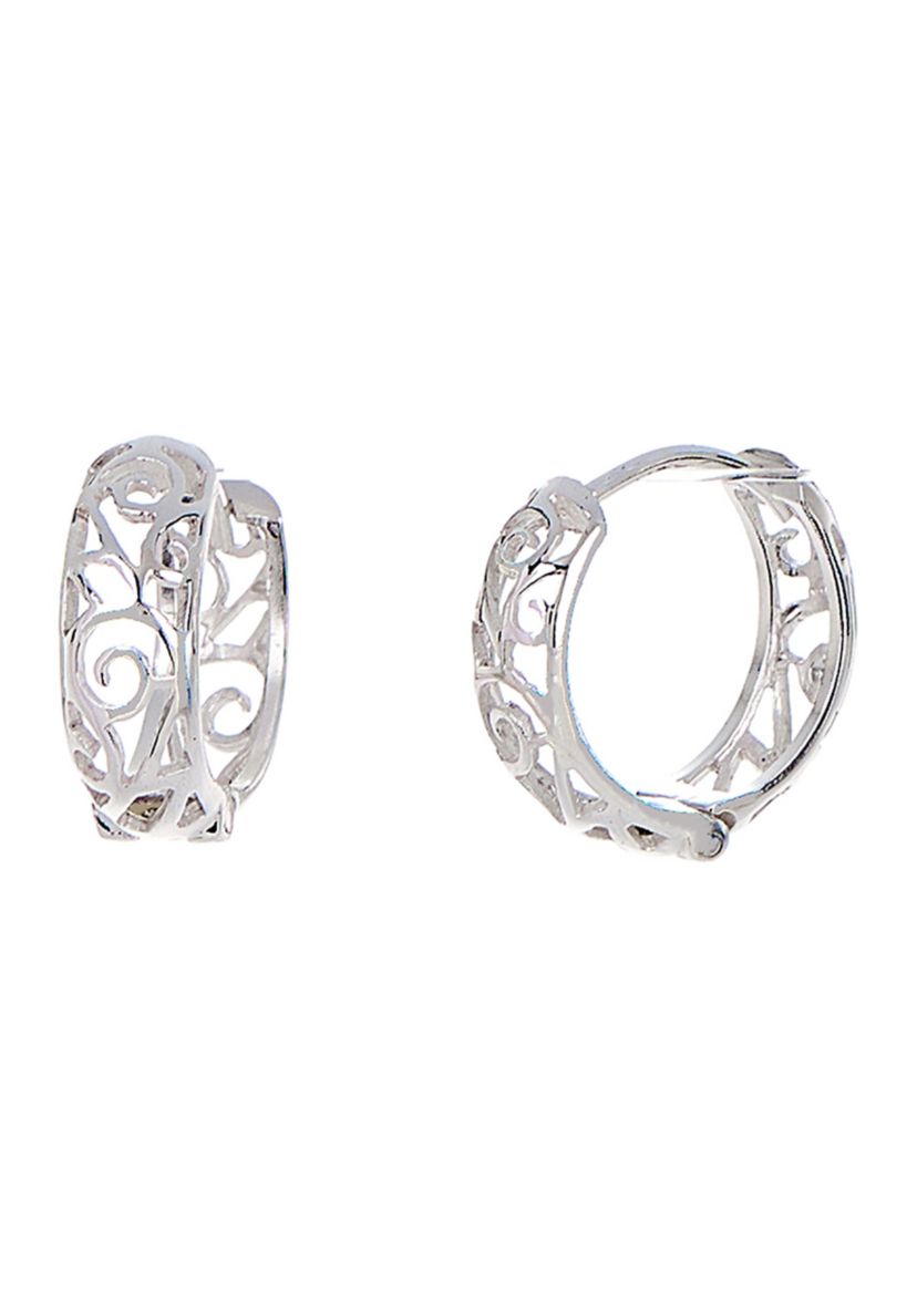 Sterling Silver Filigree Hoop Earrings