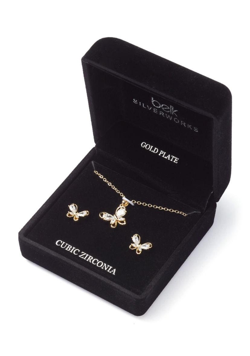 Gold Plated Butterfly Set