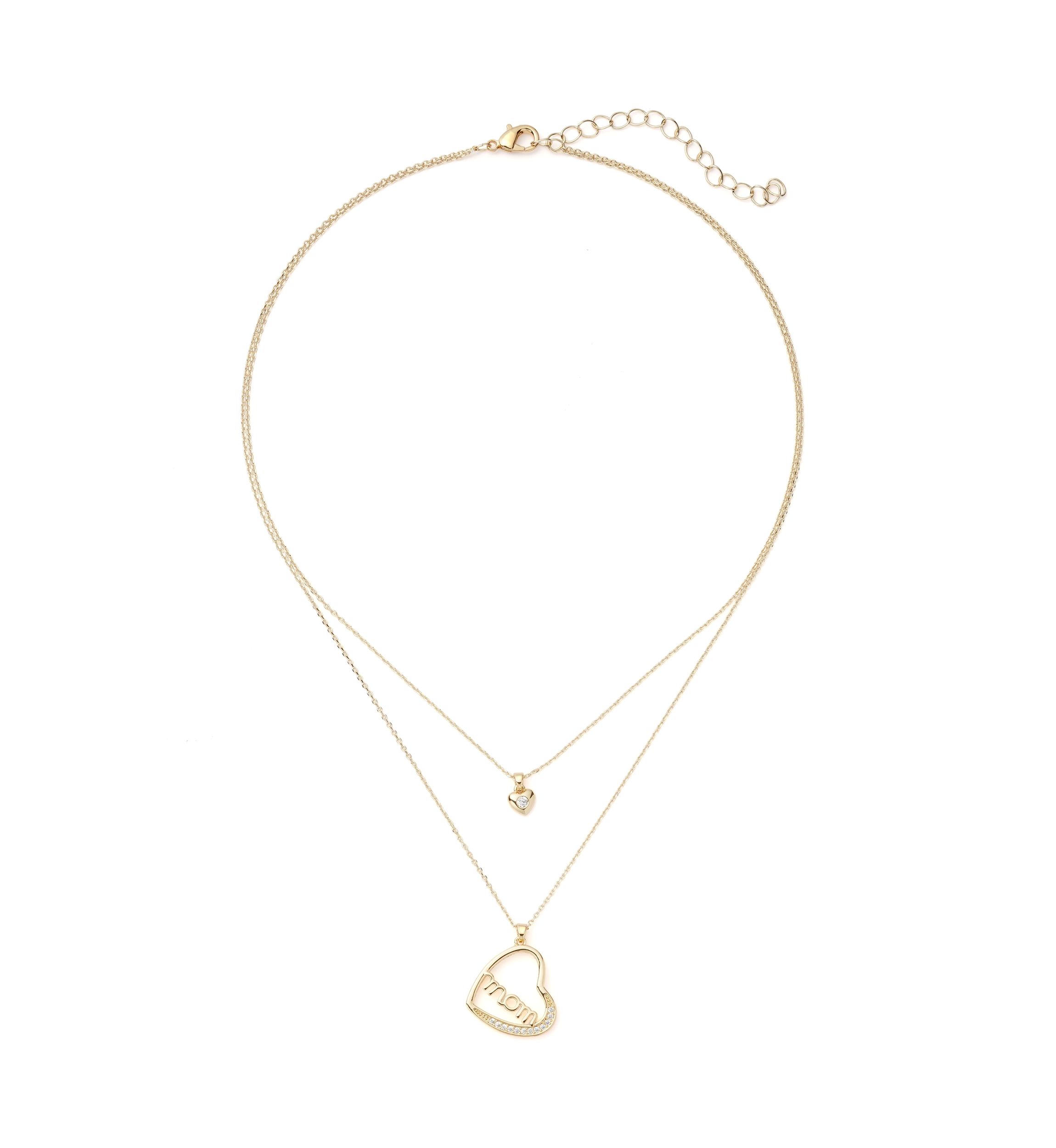 Gold Plated Mom Heart Pendant Necklace and Earrings Set