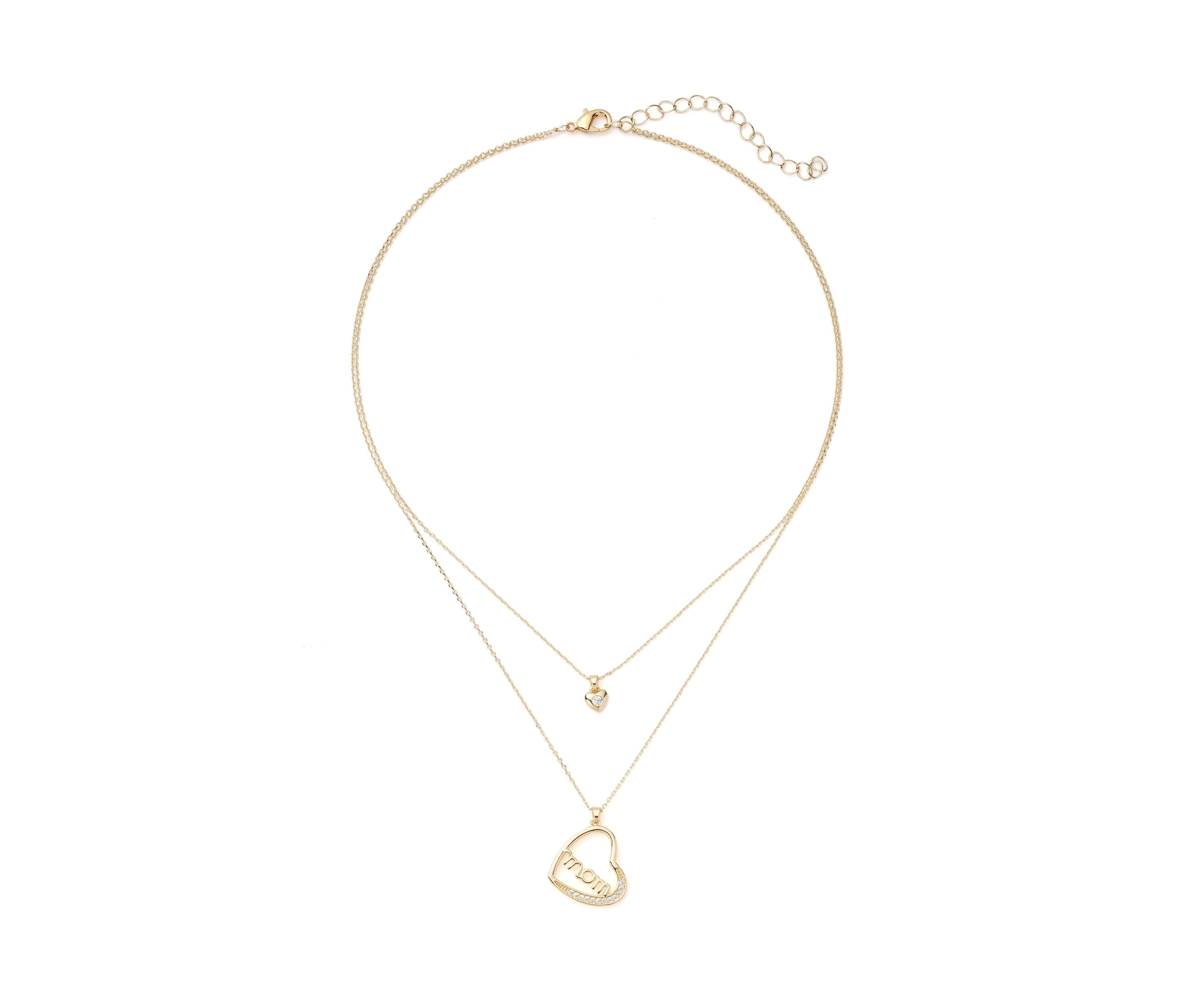 Gold Plated Mom Heart Pendant Necklace and Earrings Set