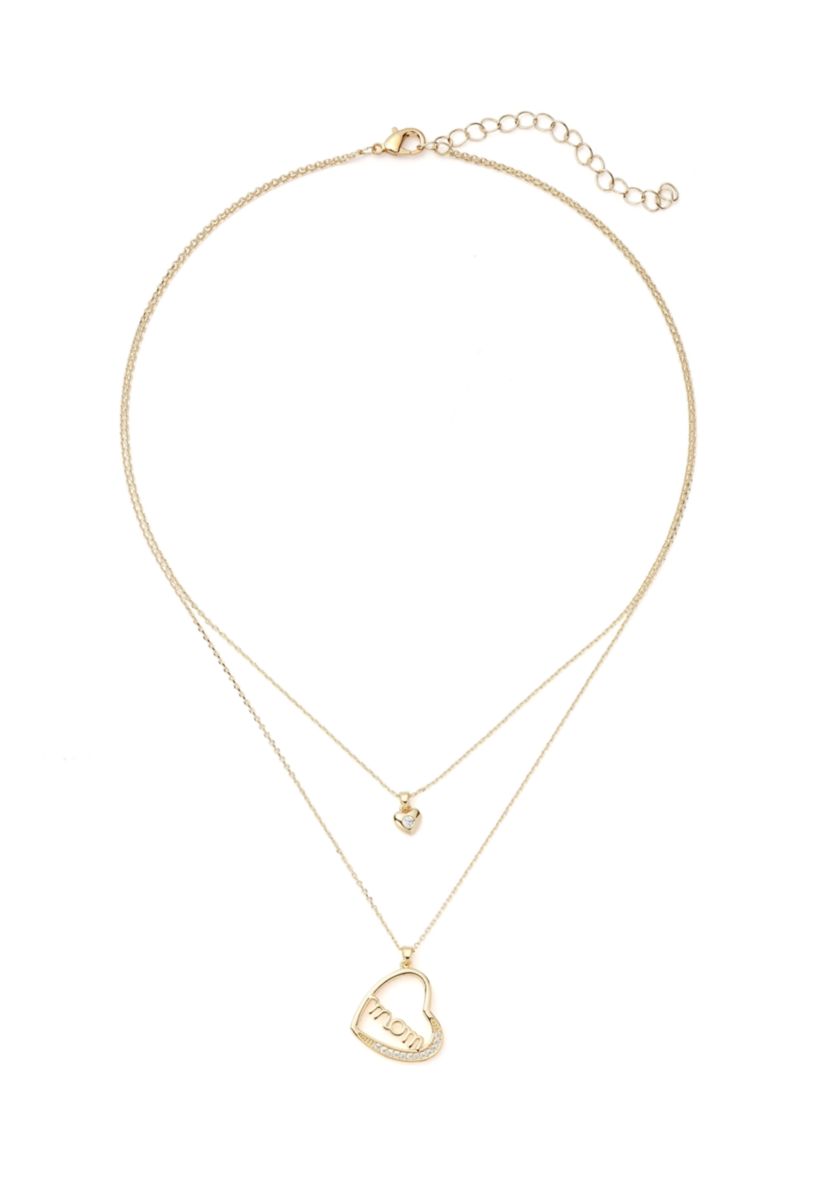 Gold Plated Mom Heart Pendant Necklace and Earrings Set