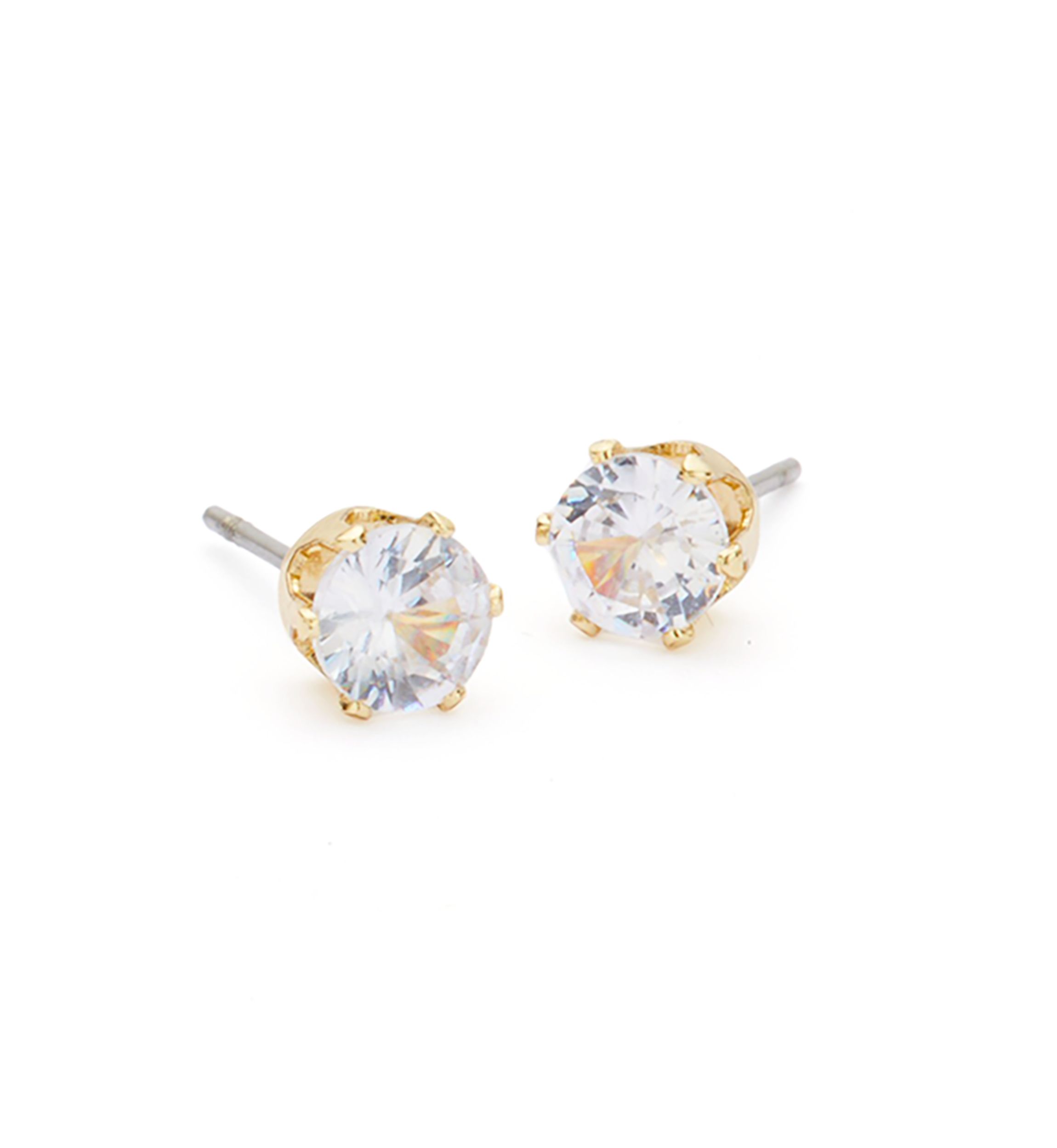 Gold Plated Cubic Zirconia Clover Pendant Necklace and Earrings Set