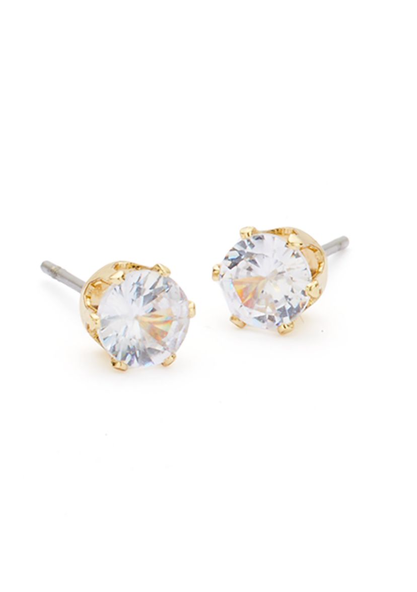 Gold Plated Cubic Zirconia Clover Pendant Necklace and Earrings Set