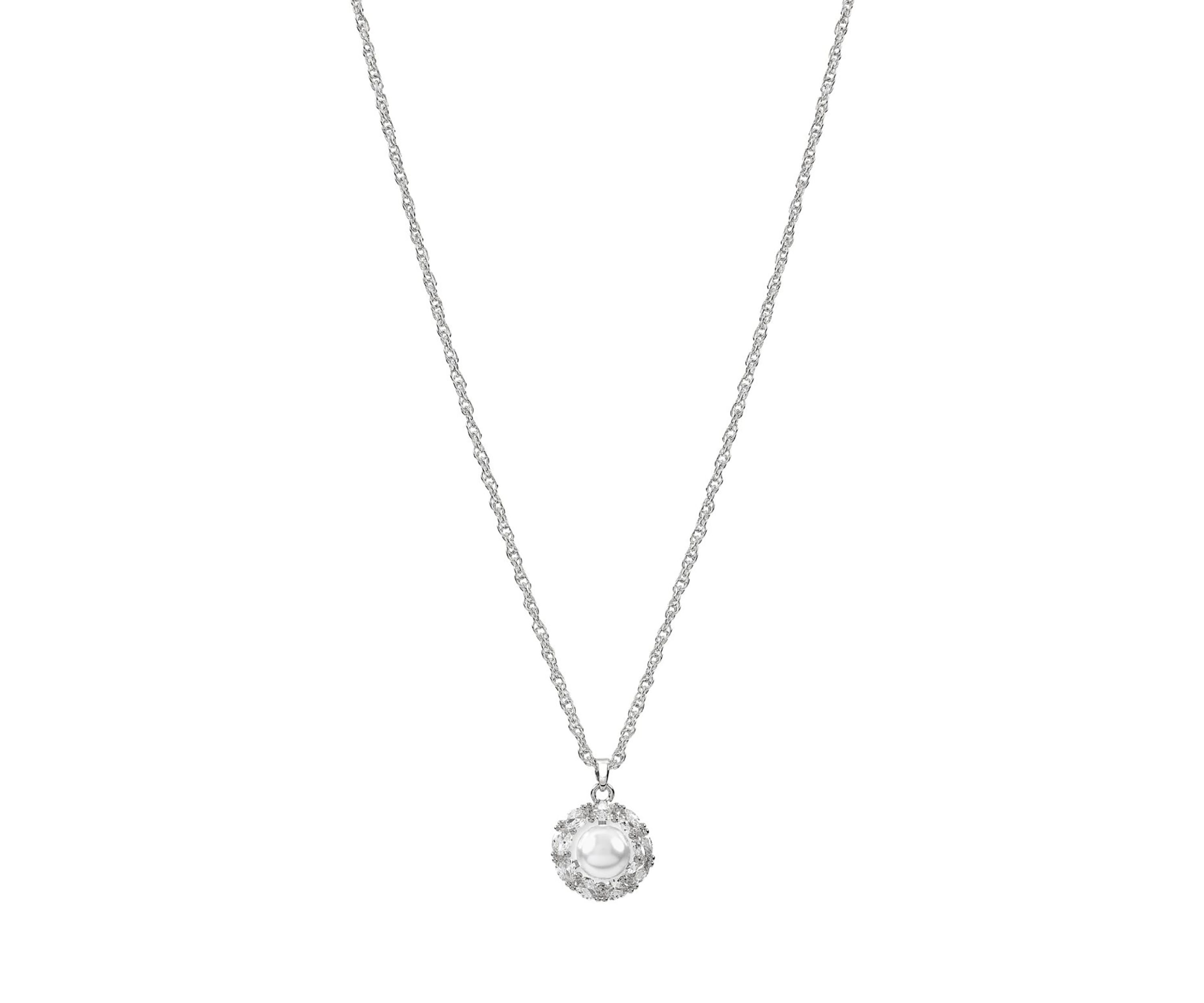 Lab Grown Silver Plated Pearl Necklace and Earrings Set